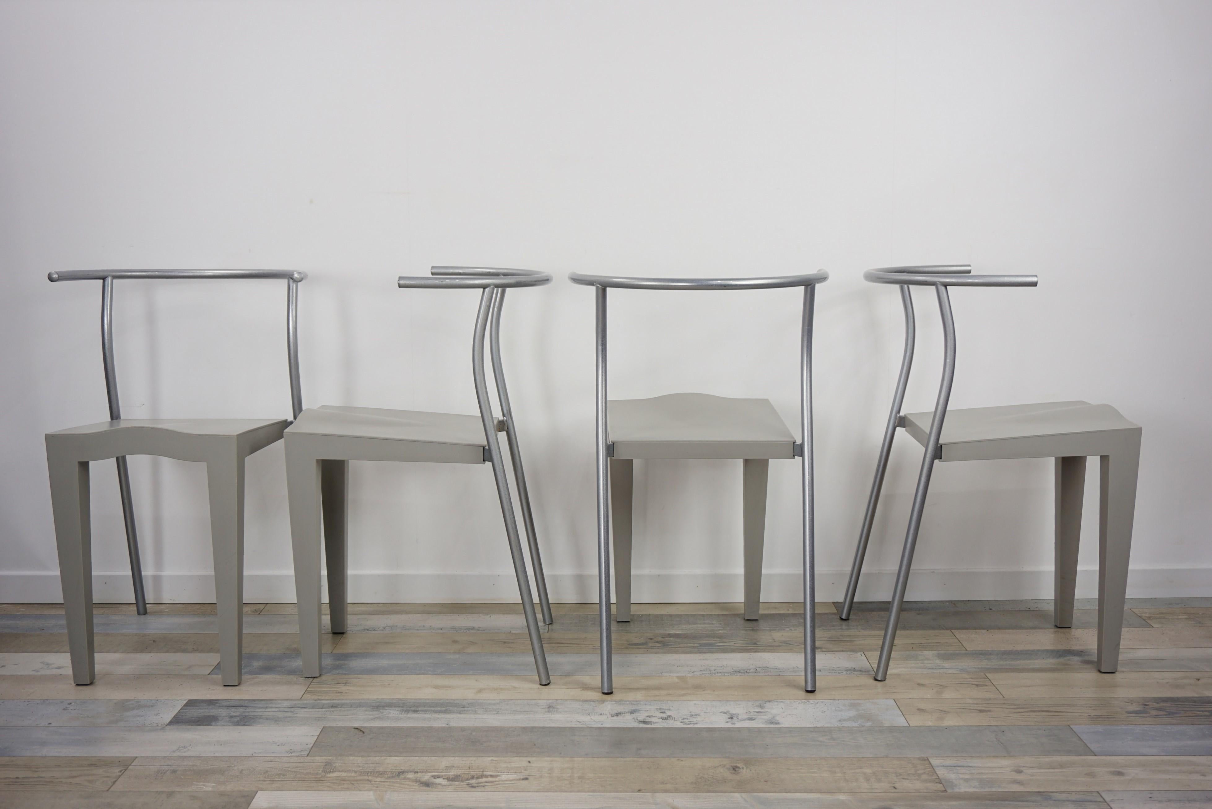 1980 Philippe Starck Design Set of 4 Chairs Dr Glob Model for Kartell 11
