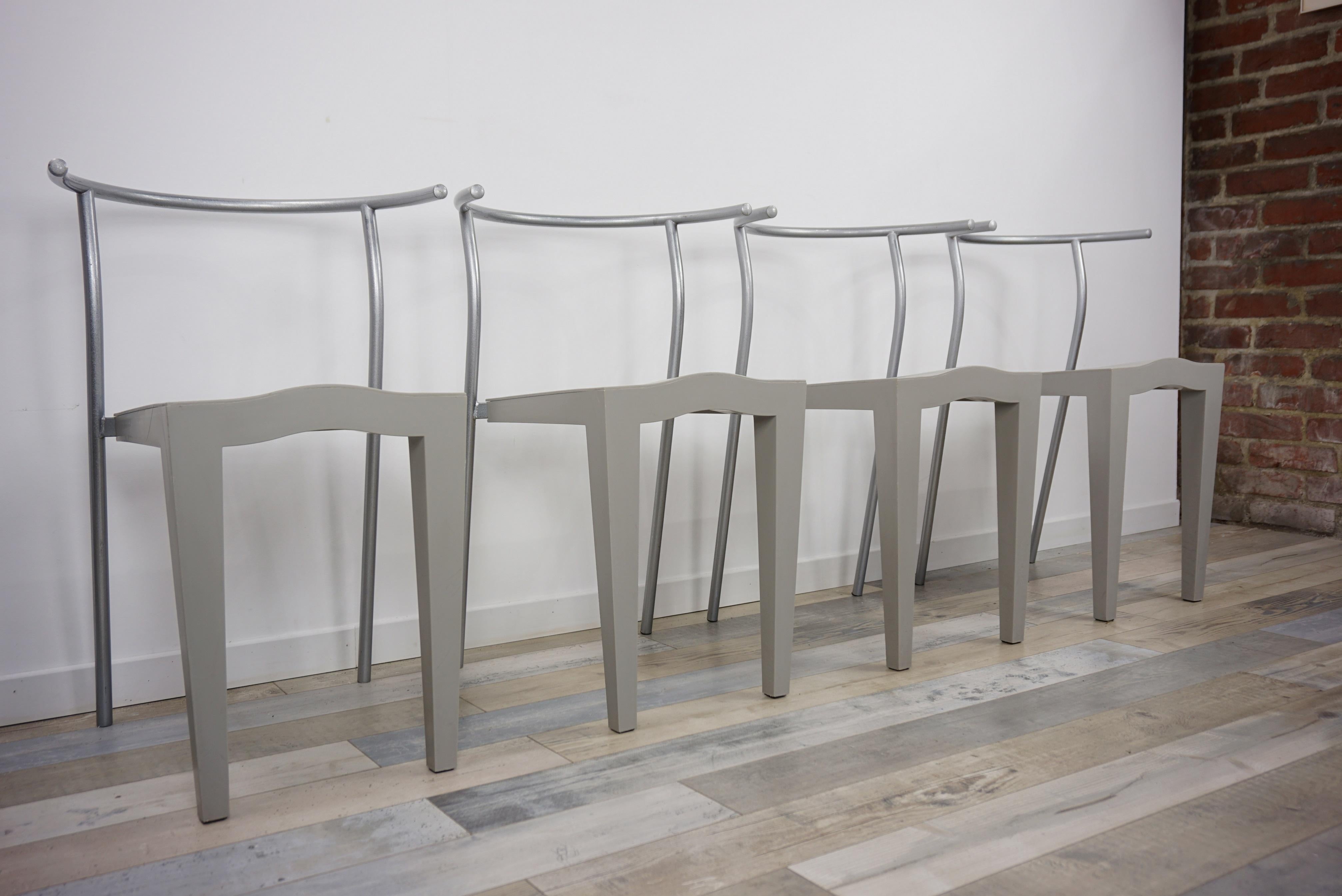 Moderne 1980 Philippe Starck Design Set of 4 Chairs Dr Glob Model for Kartell
