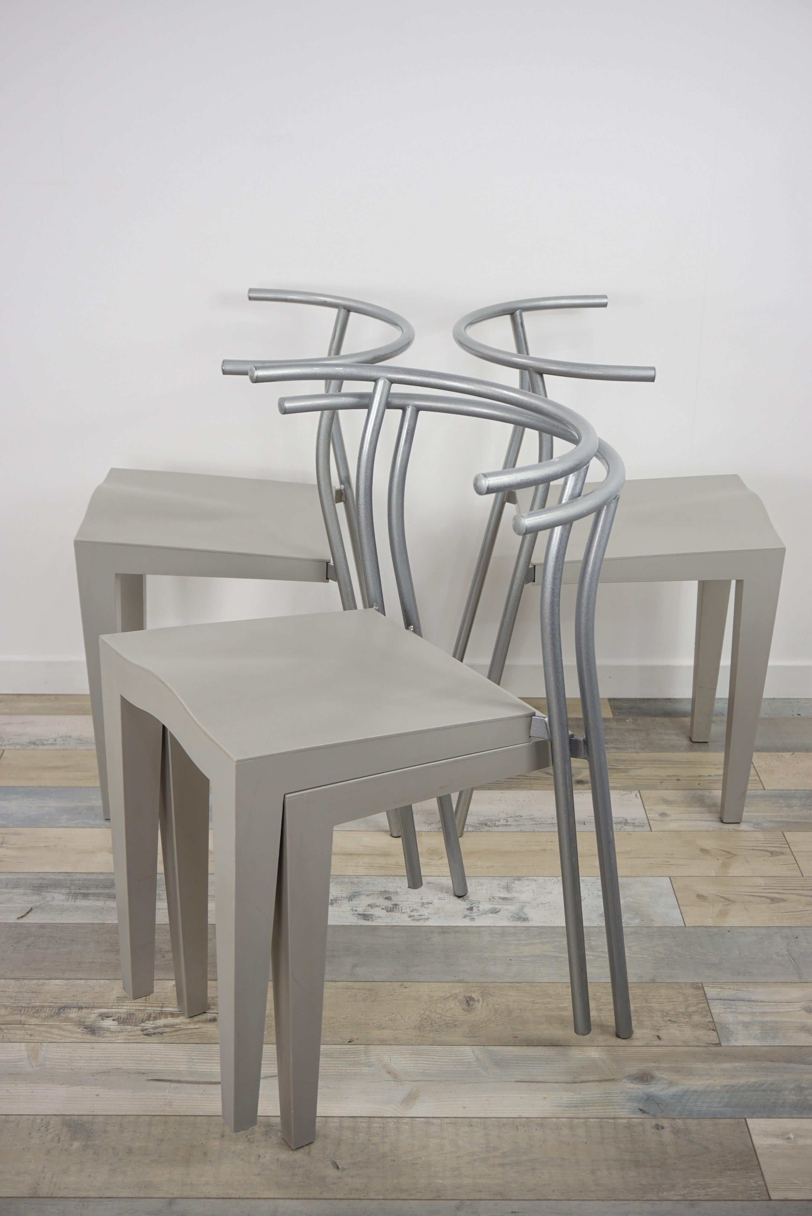 20th Century 1980s Philippe Starck Design Set of 4 Chairs Dr Glob Model for Kartell