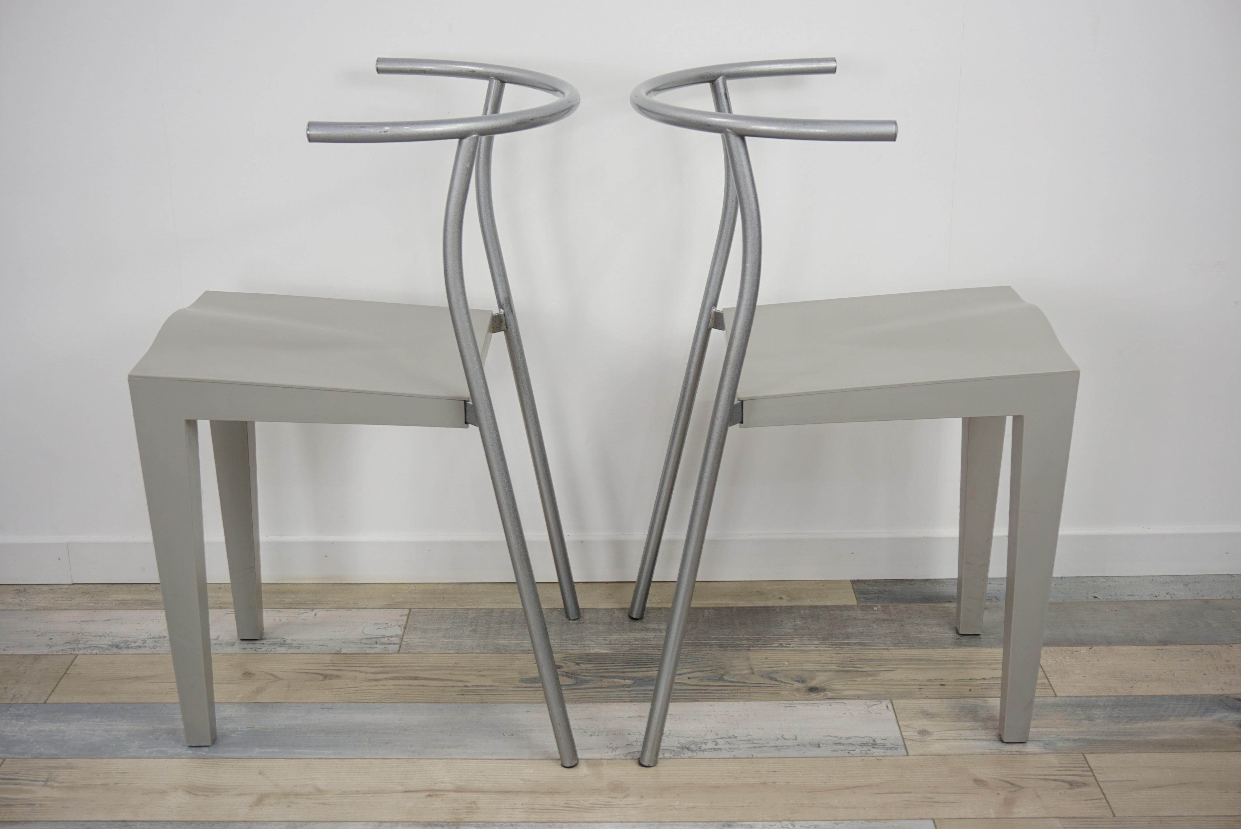 Aluminium 1980 Philippe Starck Design Set of 4 Chairs Dr Glob Model for Kartell