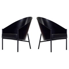 1980's Philippe Starck "Pratfall" Leather Easy Chairs