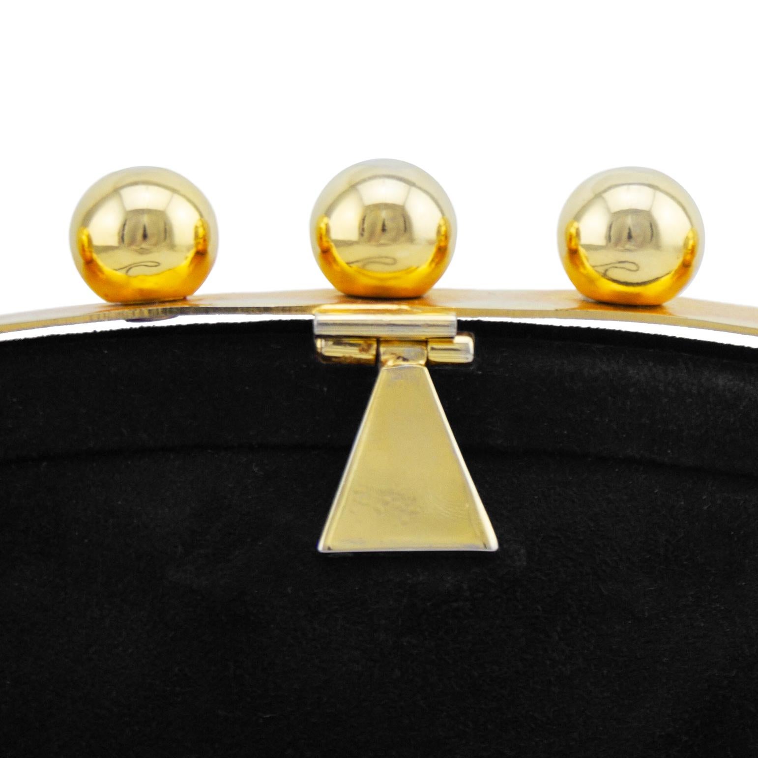 Women's 1980s Phillippe Model Paris Black and Gold Suede Mini Bag For Sale