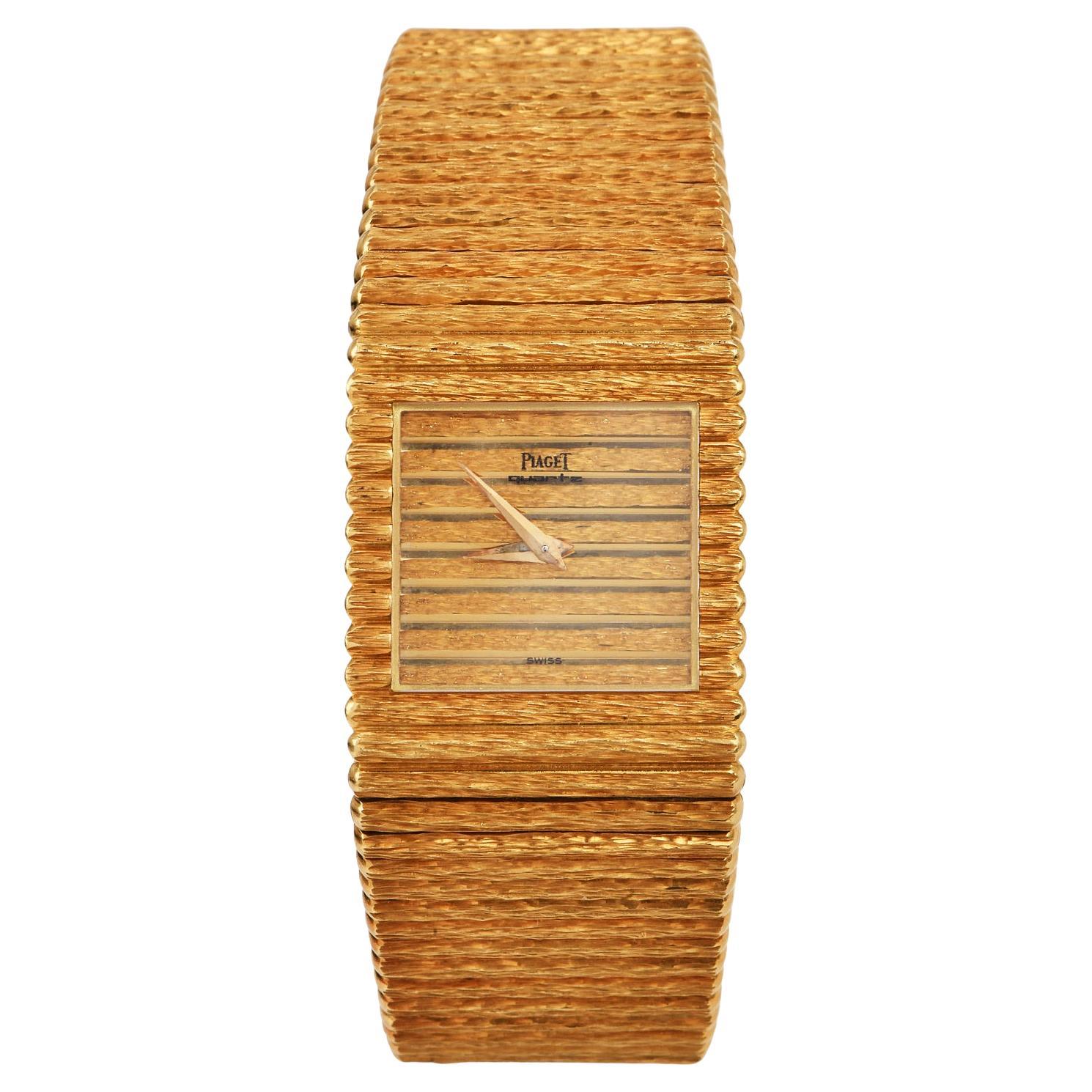 1980er Piaget Polo 18K Gelbgold Texturierte Uhr Ref 7131 C516