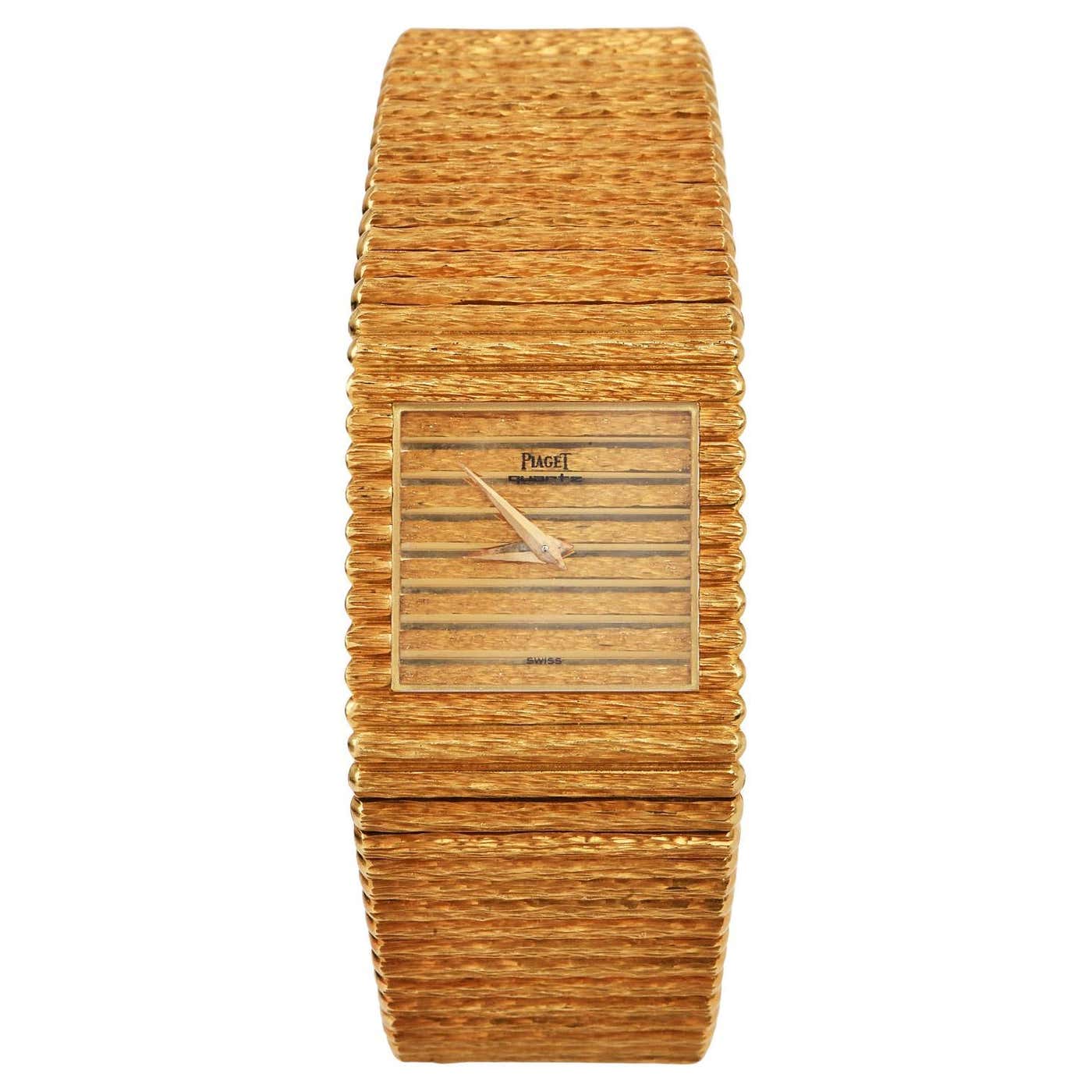 1980s Piaget Polo 18k Yellow Gold Textured Watch