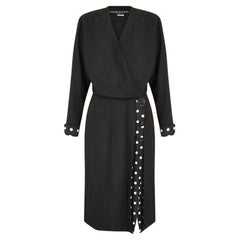 1980s Pierre Balmain Haute Couture Linen Monochrome Coat Dress 1980s Pierre Balmain Haute Couture Linen Monochrome Coat Dress