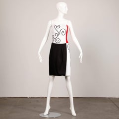 1980s Pierre Balmain Vintage Color Block Strapless Dress