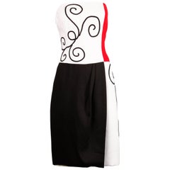 1980s Pierre Balmain Vintage Color Block Strapless Dress