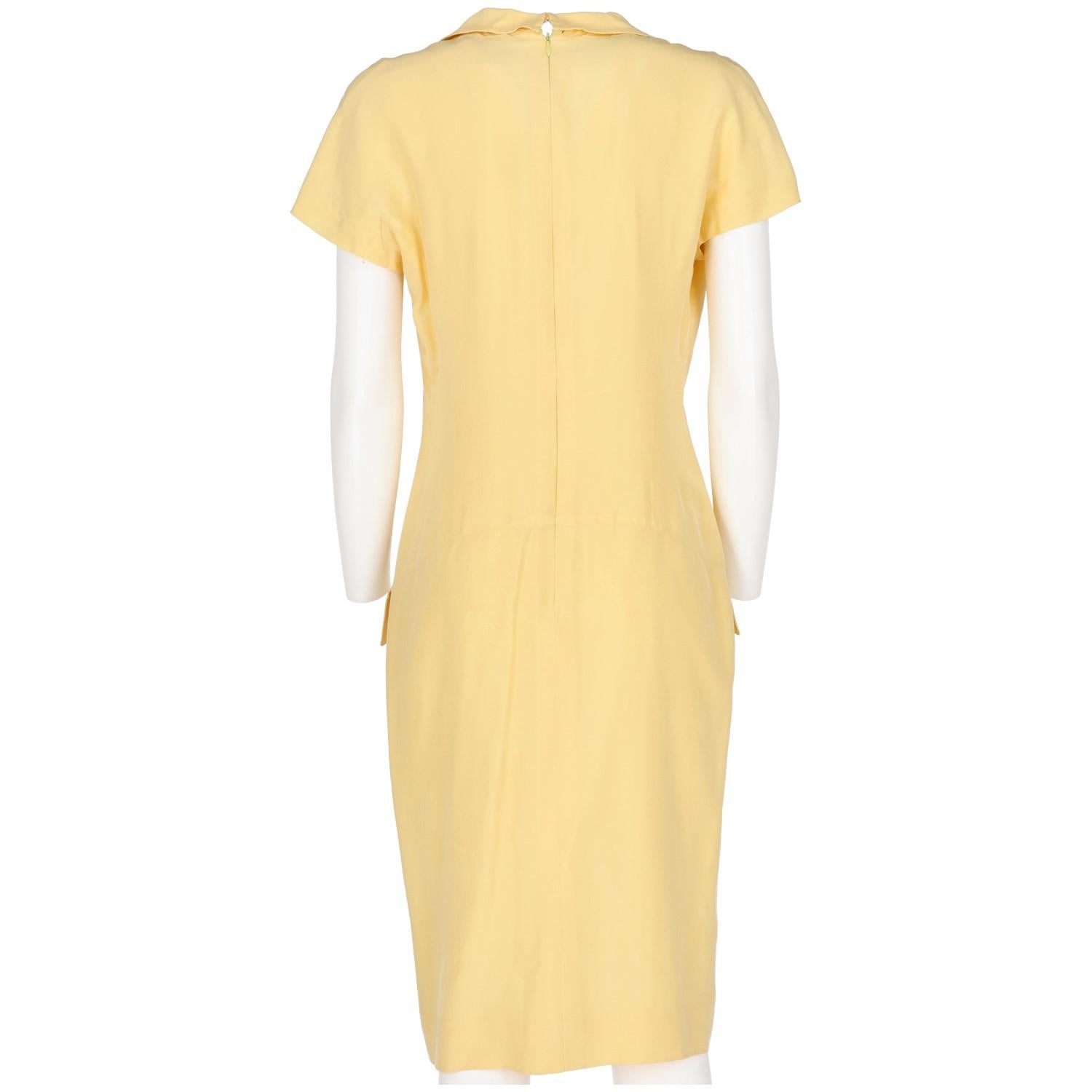 Women's 1980s Pierre Balmain Yellow Silk dress