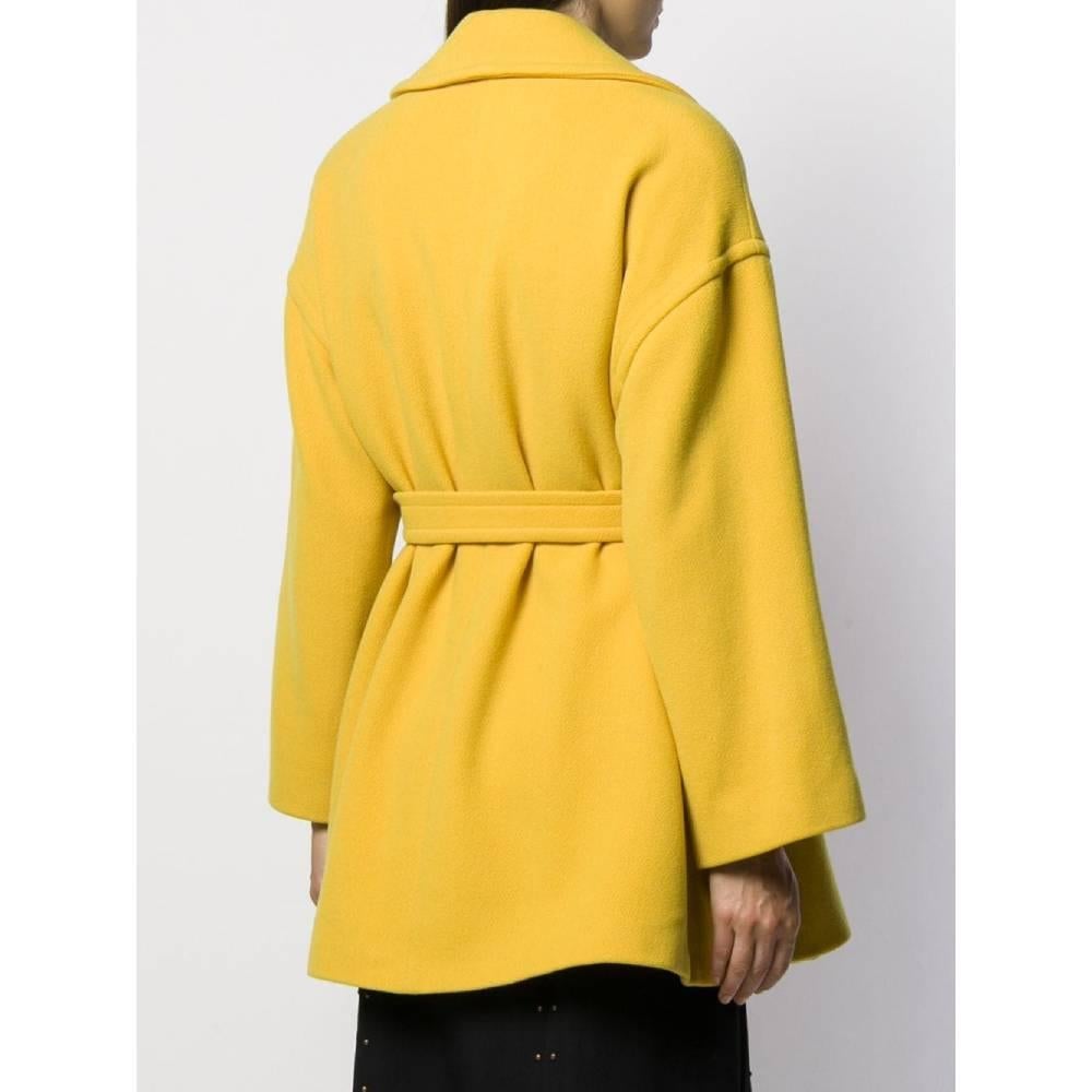Yellow 1980s Pierre Cardin Belted Coat