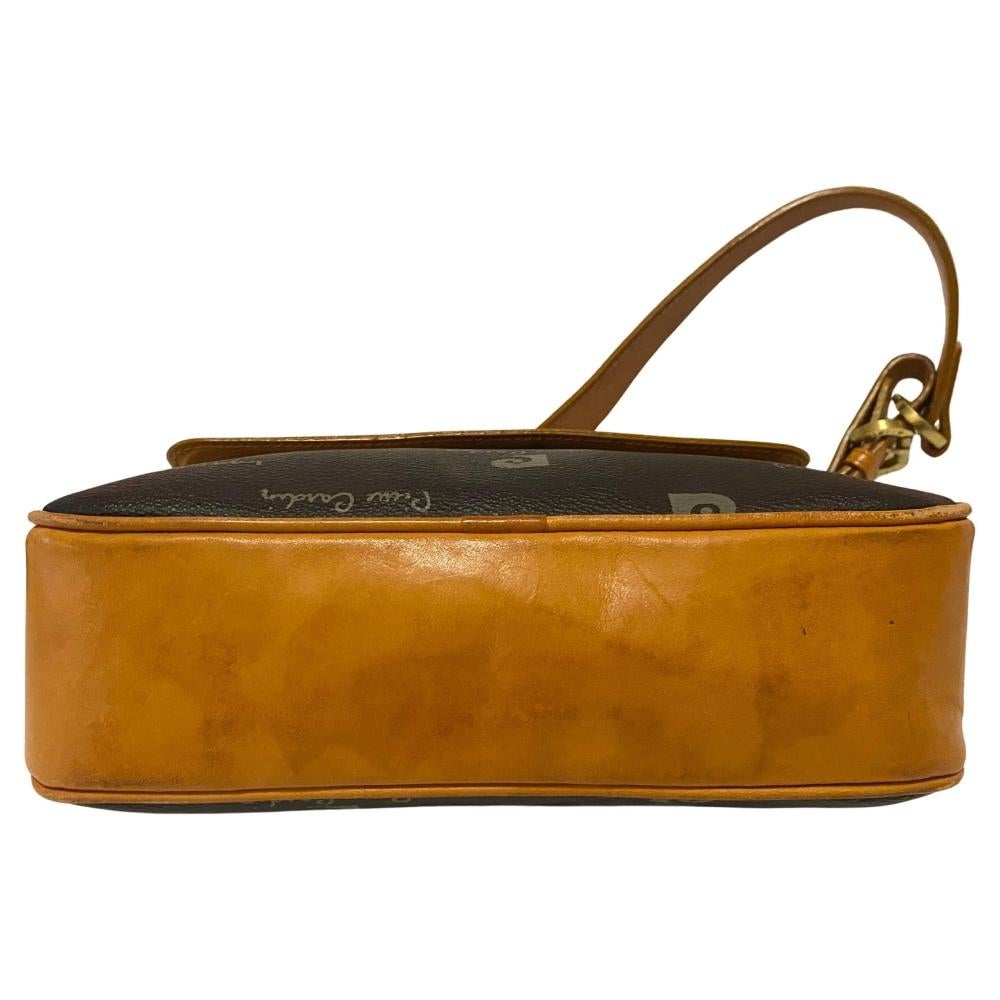 1980s Pierre Cardin Black Tan Logo Flap Shoulder Bag For Sale 1
