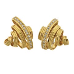 1980s Pierre Cardin Diamond Gold Earrings