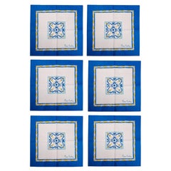 Juego de 6 servilletas con estampado Maiolica Pierre Cardin, años 80
