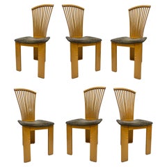 1980s Pietro Constantini Postmodern Tall Fan Dining Chairs, Set of Six