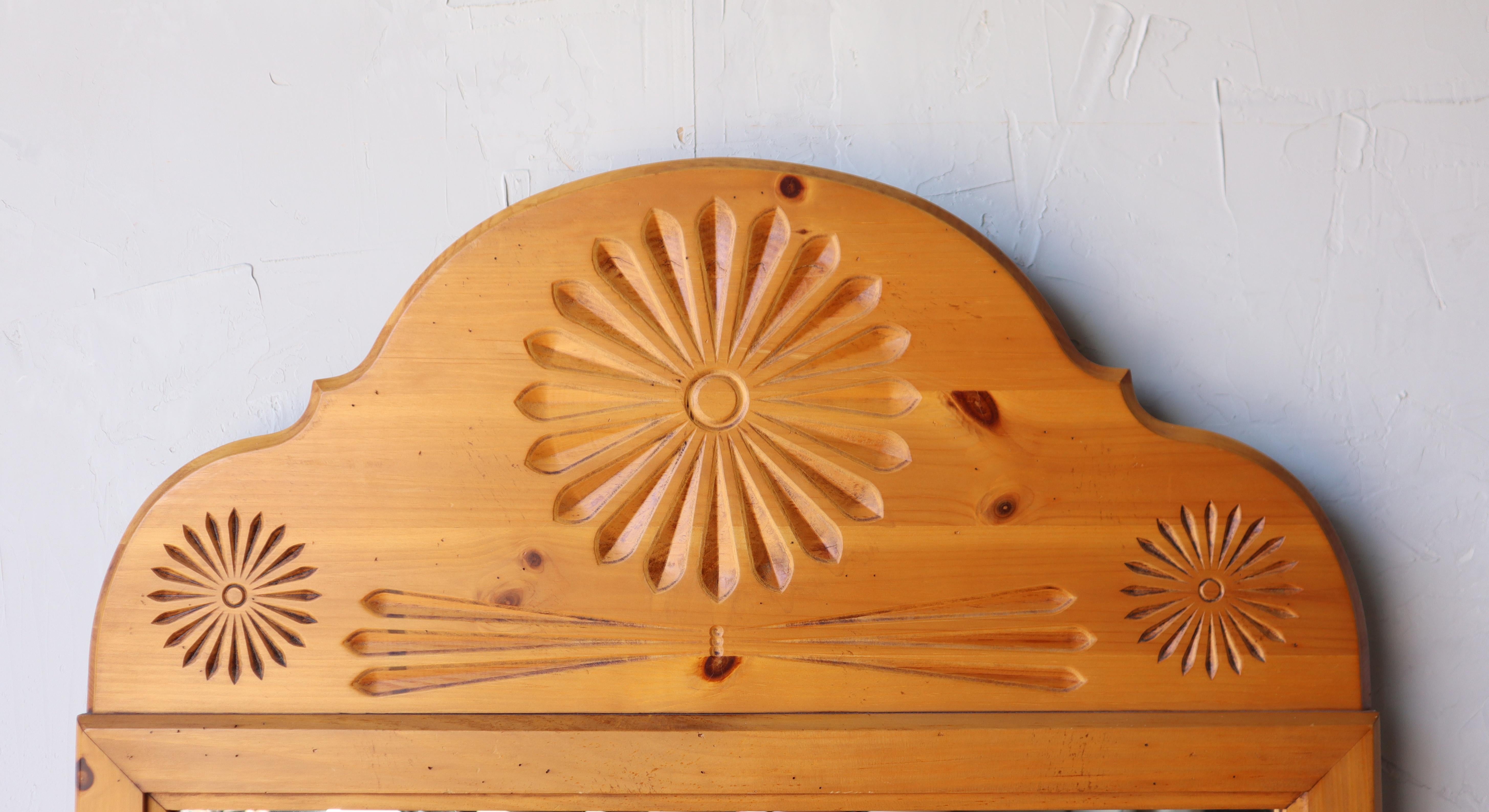 1980's Pine Wall Mirror For Sale 1