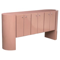 1980s Pink Karl Springer Style Rounded Credenza Sideboard