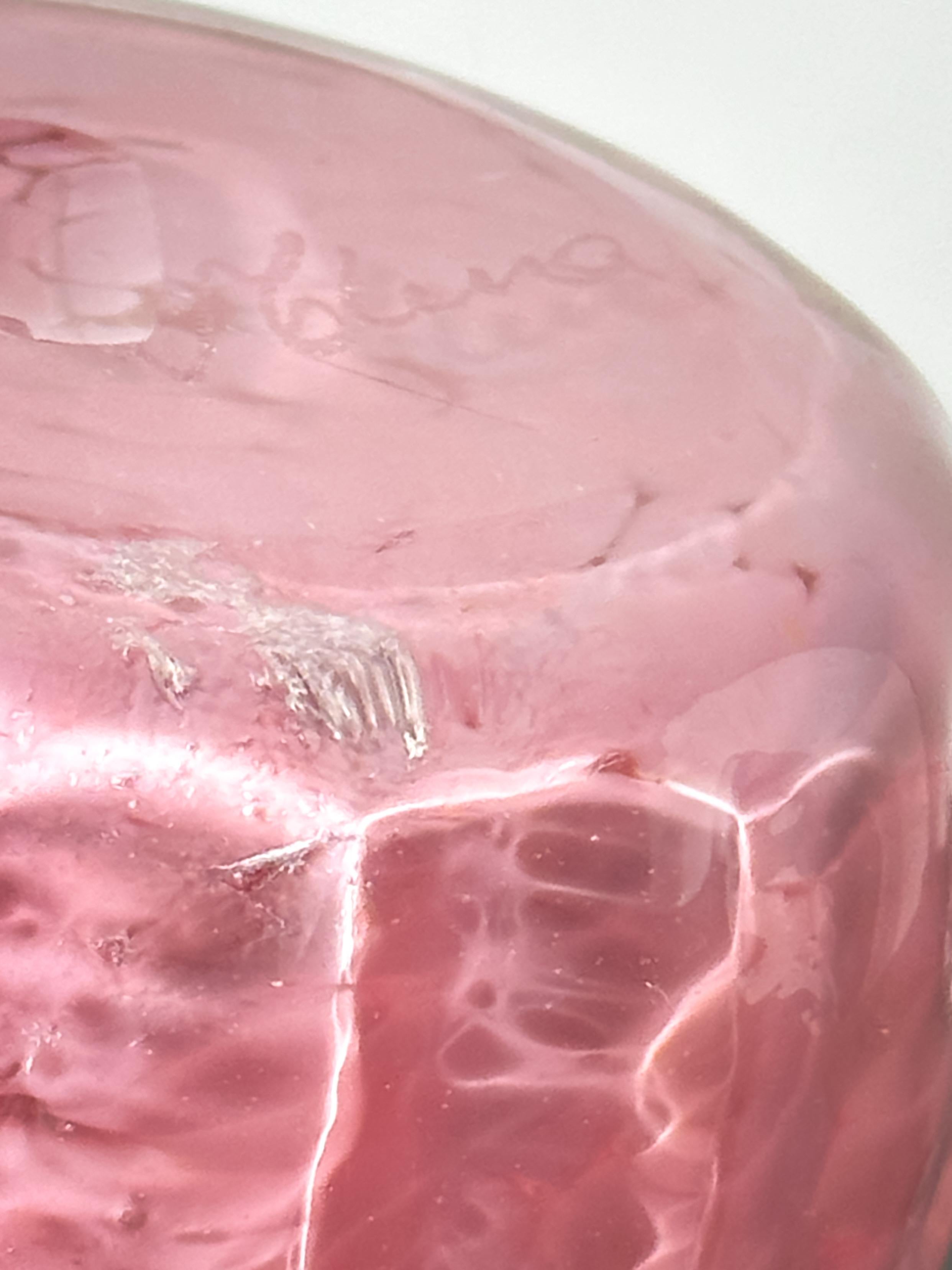 20ième siècle Vase bouteille dégoulinante rose des années 1980 par Mdina Glass, Malte en vente