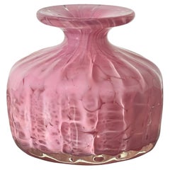 1980s, Pink Mottled Glass, Squat Bottle Vase by Mdina Glass, Malta