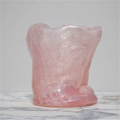 1980s Pink Resin Table Vase Resembling Molten Glass
