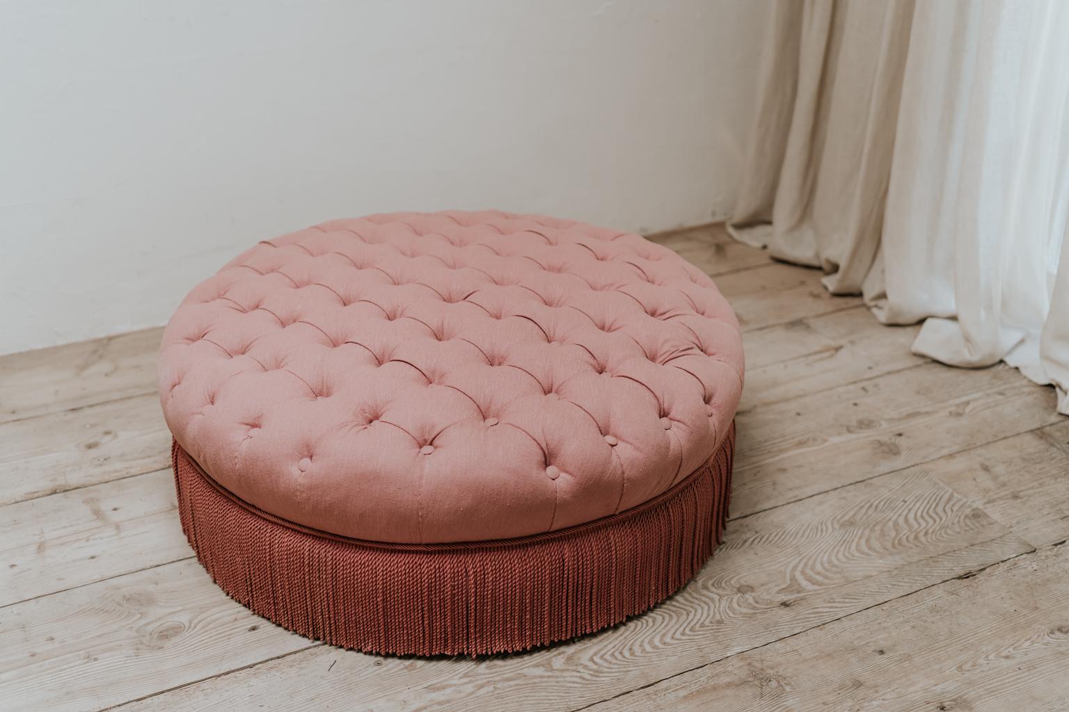 tufted ottoman pink