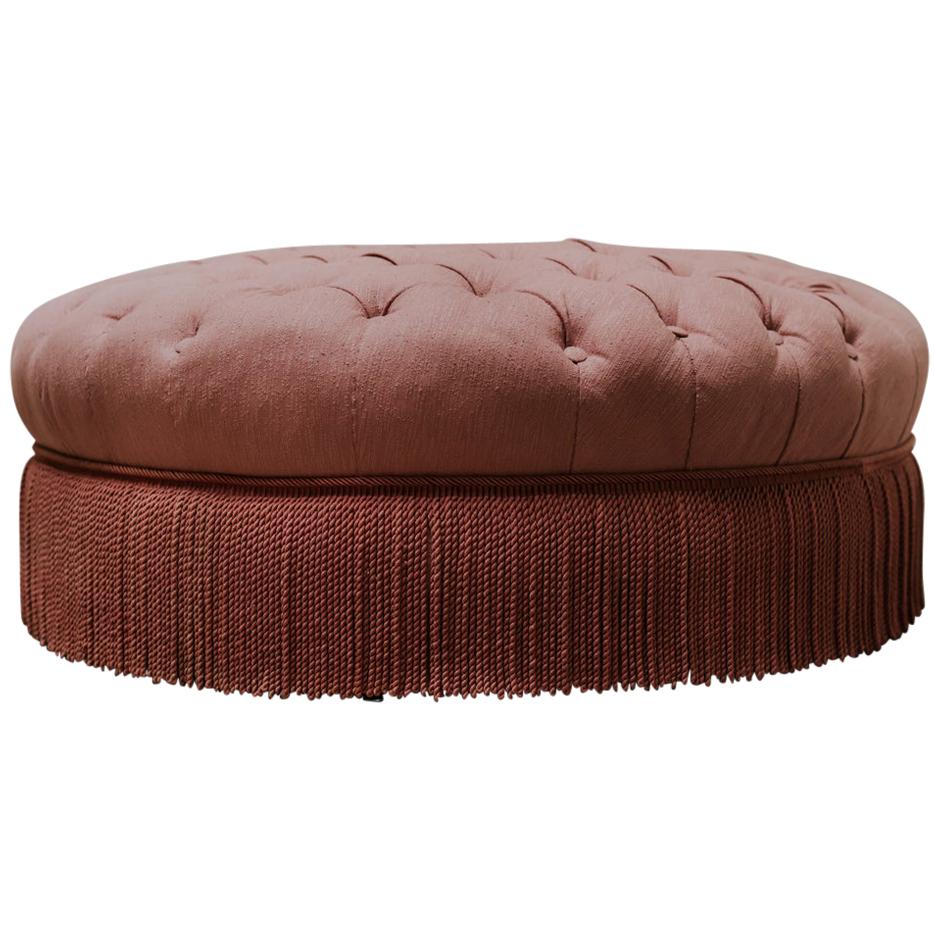 1980s Pink Tufted Ottoman/Coffee Table/Pouf