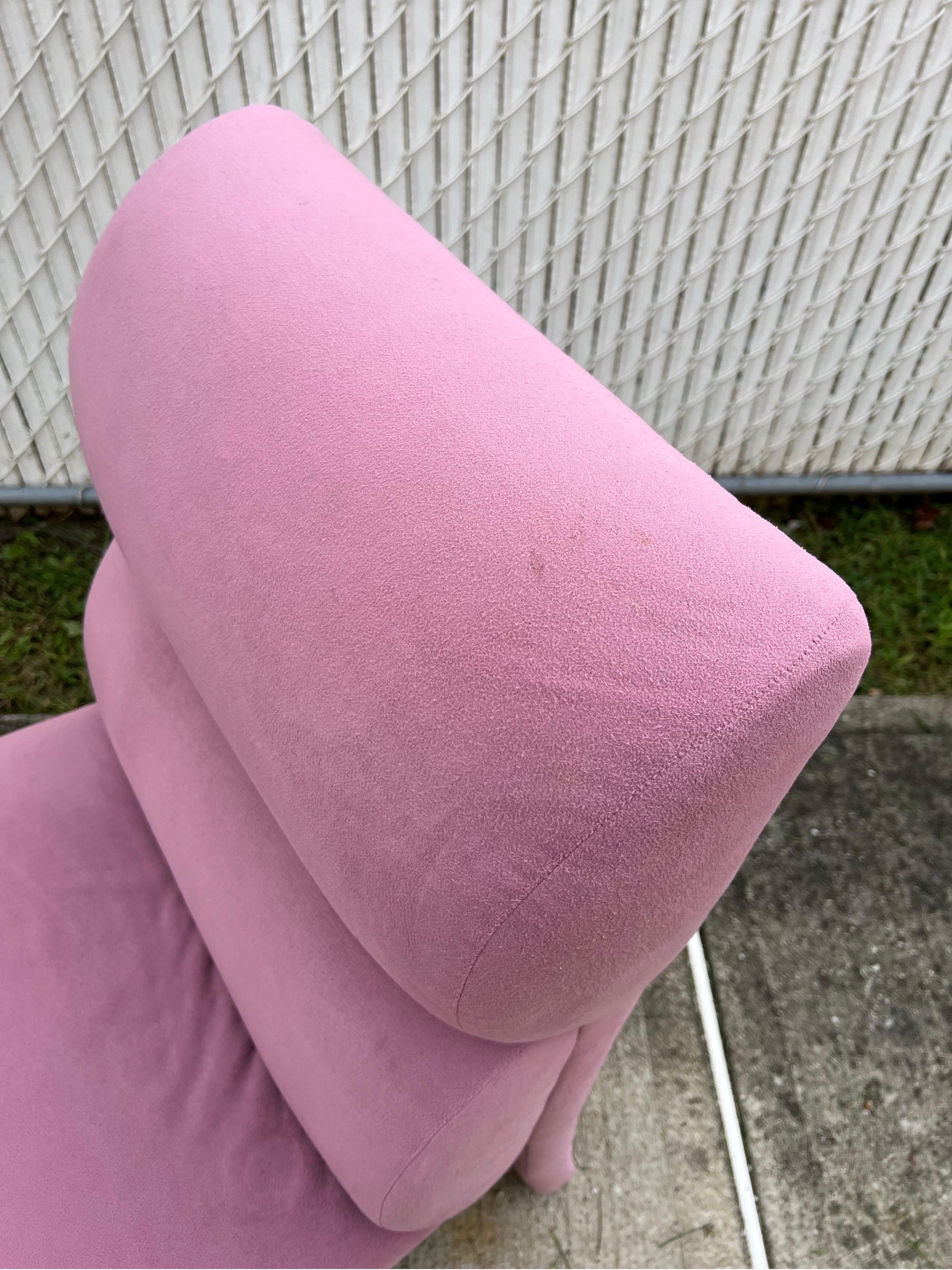 1980s Pink Velvet Dining Chairs in the Style of Steve Chase - Set of 6 For Sale 5
