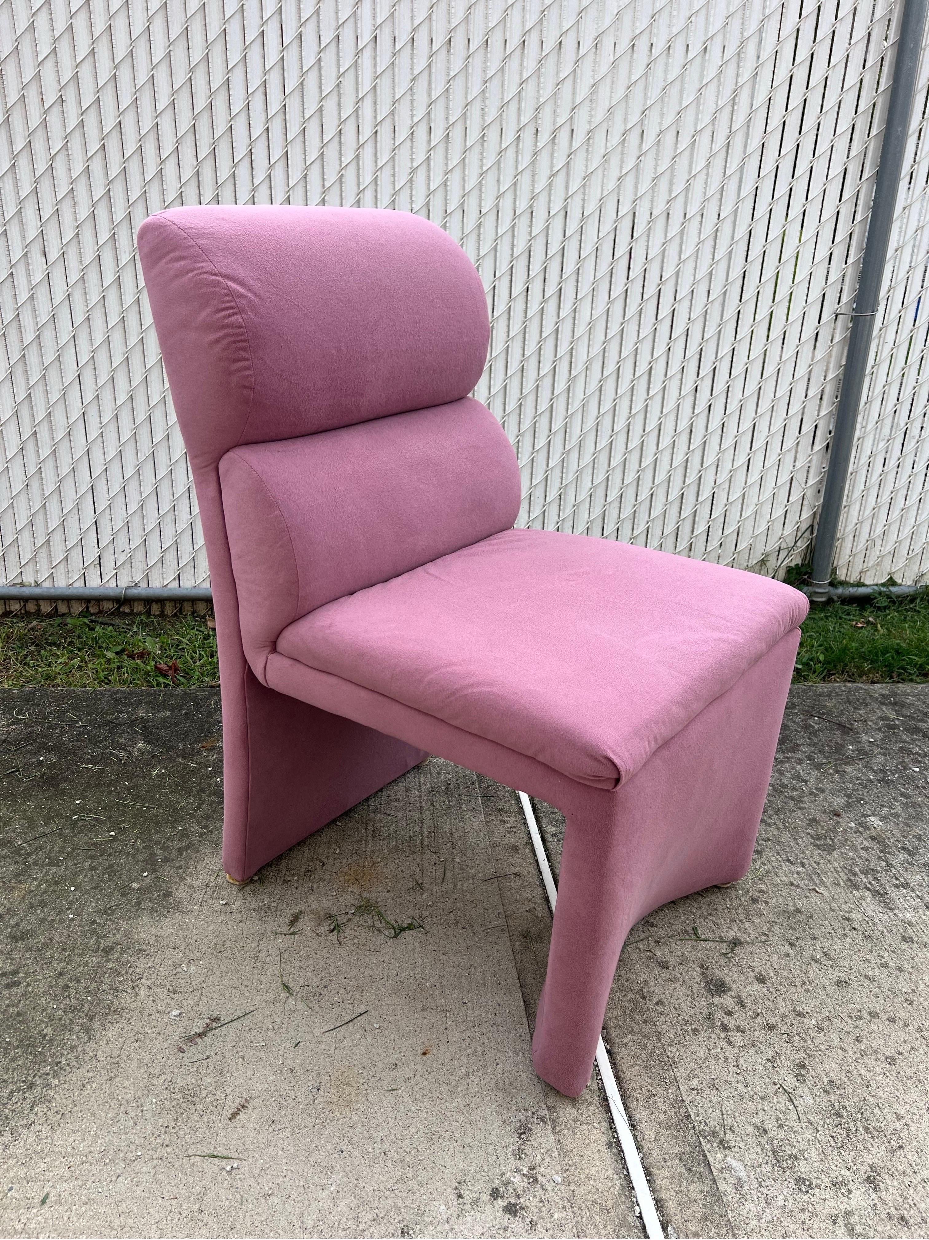 1980s Pink Velvet Dining Chairs in the Style of Steve Chase - Set of 6 2