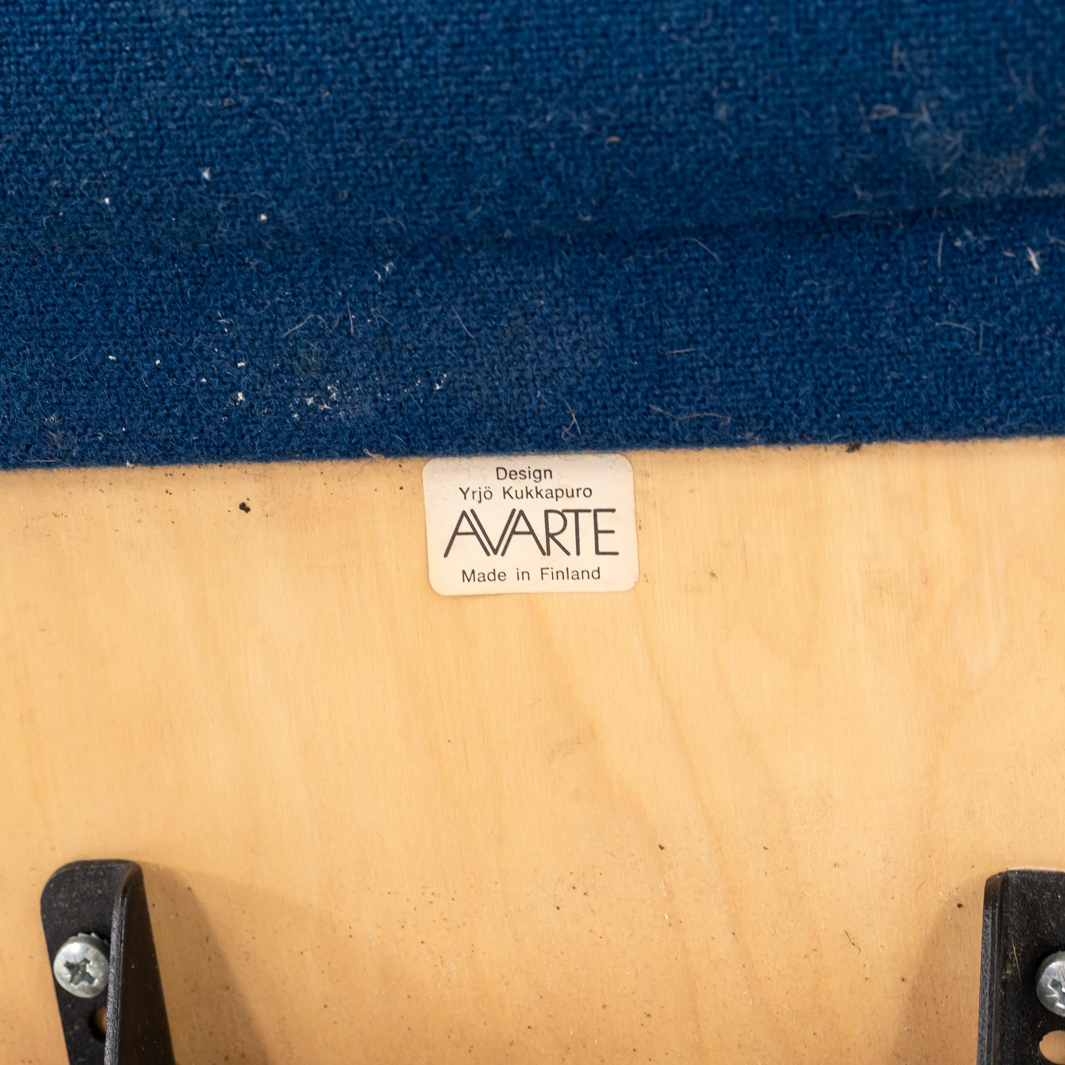 1980s Plaano Chair by Yrjo Kukkapuro for Avarte in Birch with Blue Fabric For Sale 2