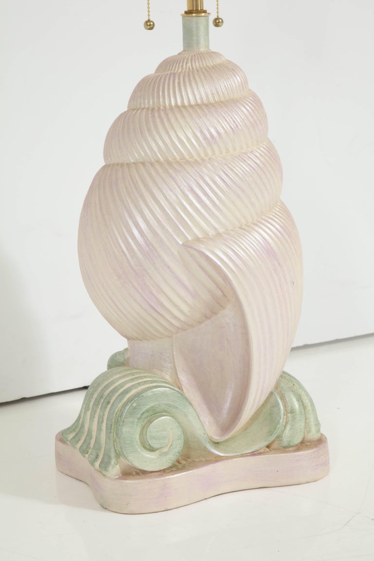 1980s Plaster Conch Shell Lamp For Sale at 1stdibs