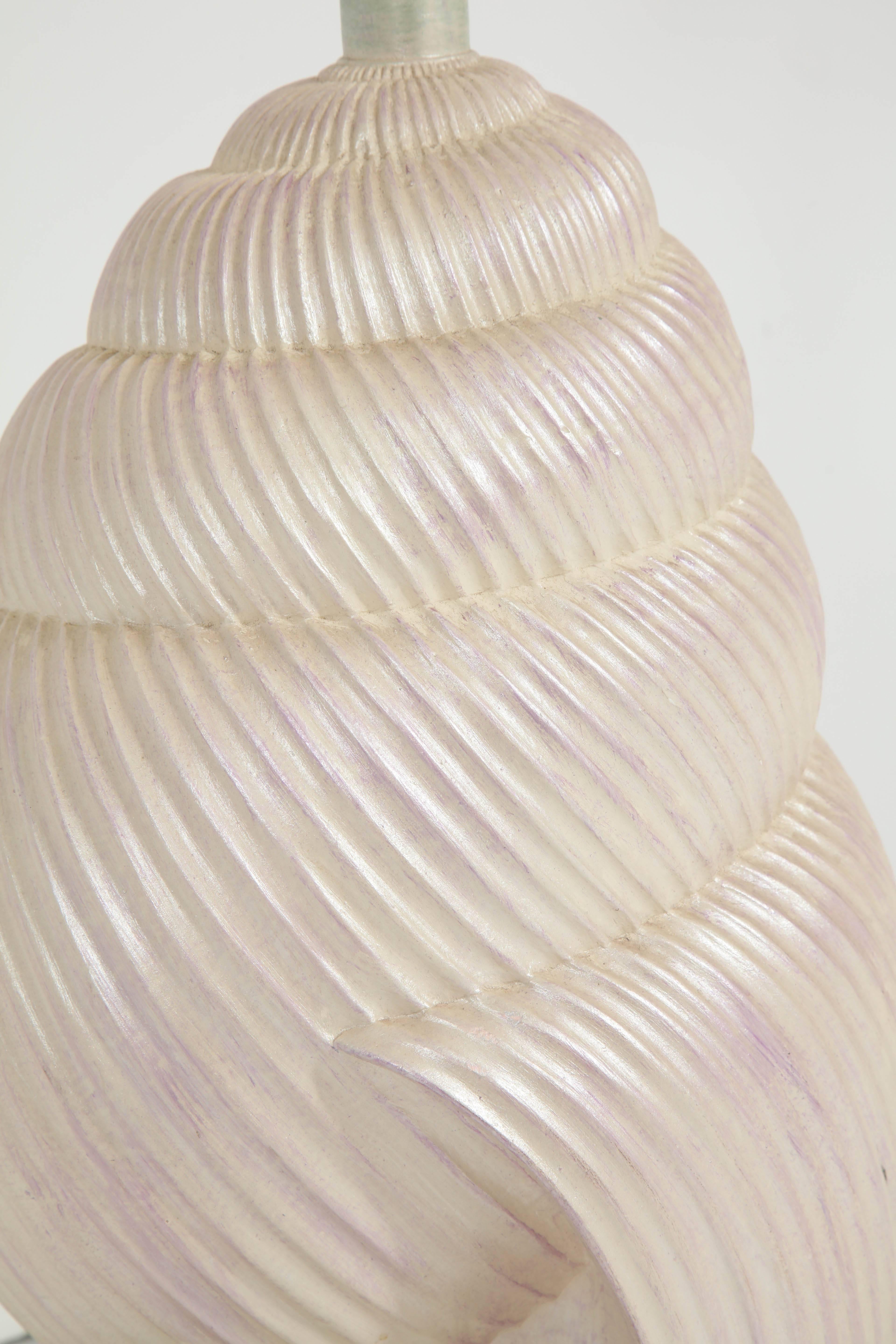 1980s Plaster Conch Shell Lamp 2