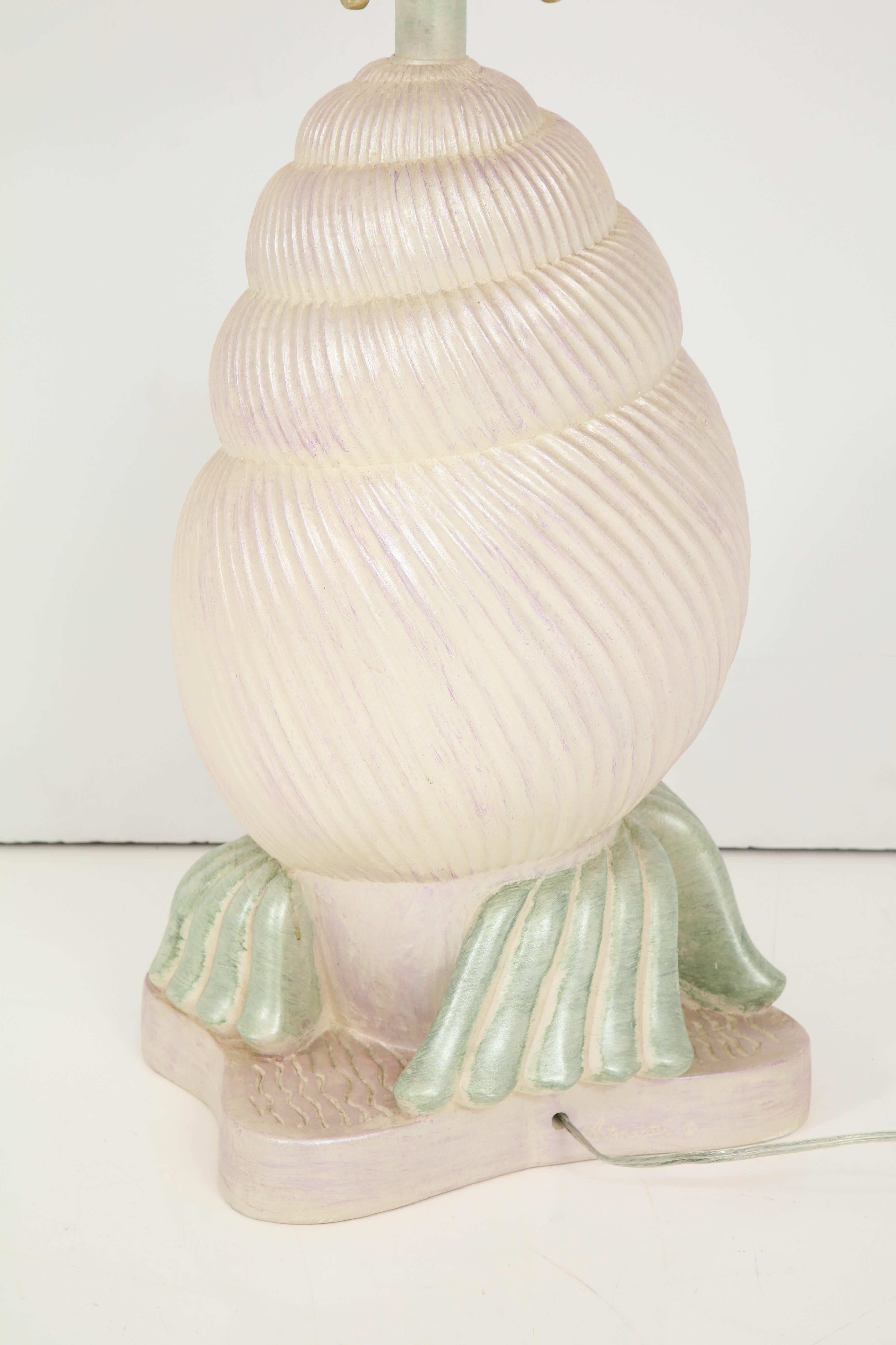 Late 20th Century 1980s Plaster Conch Shell Lamp
