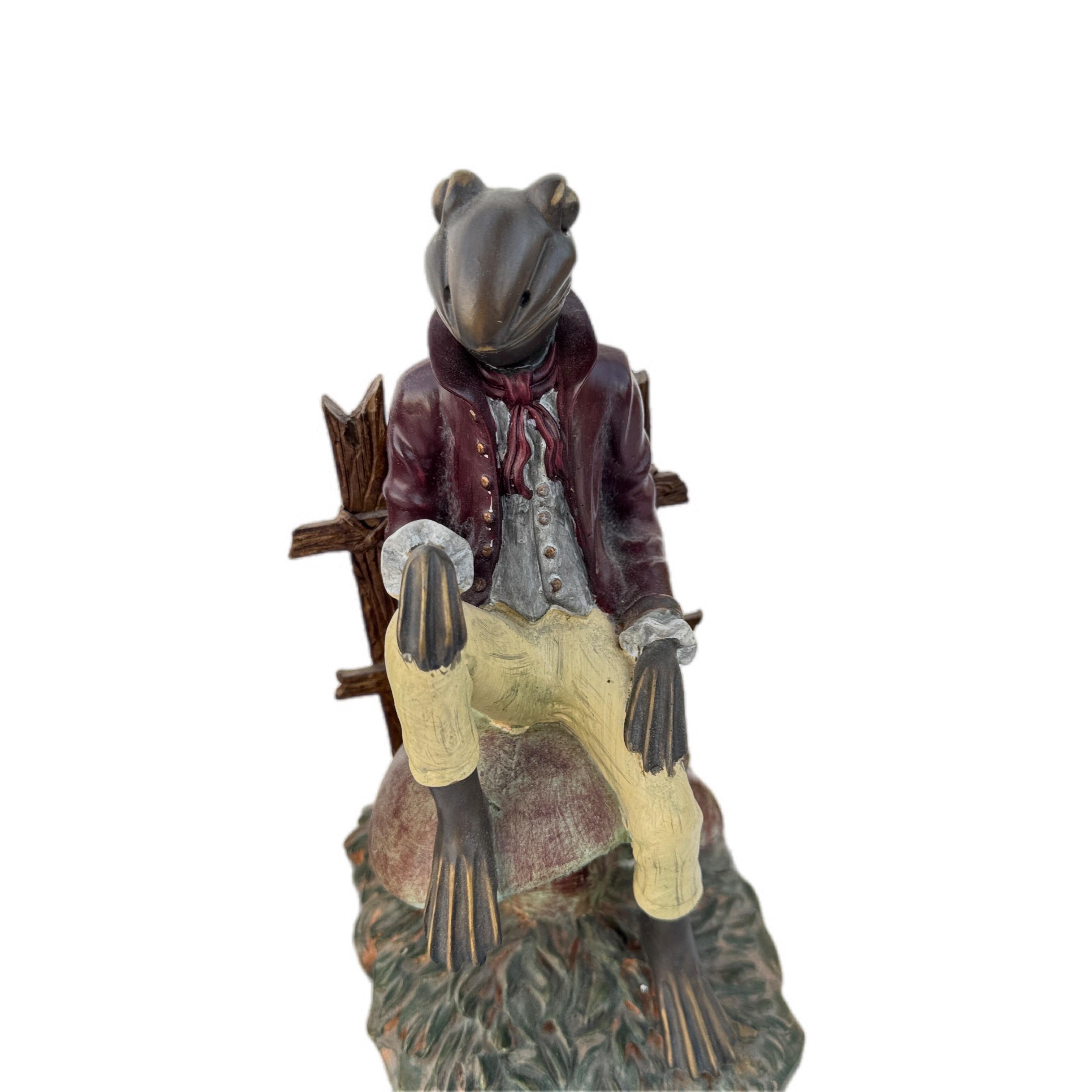 1980s Plaster Gentlemanly Frog Bookends- A Pair For Sale 1