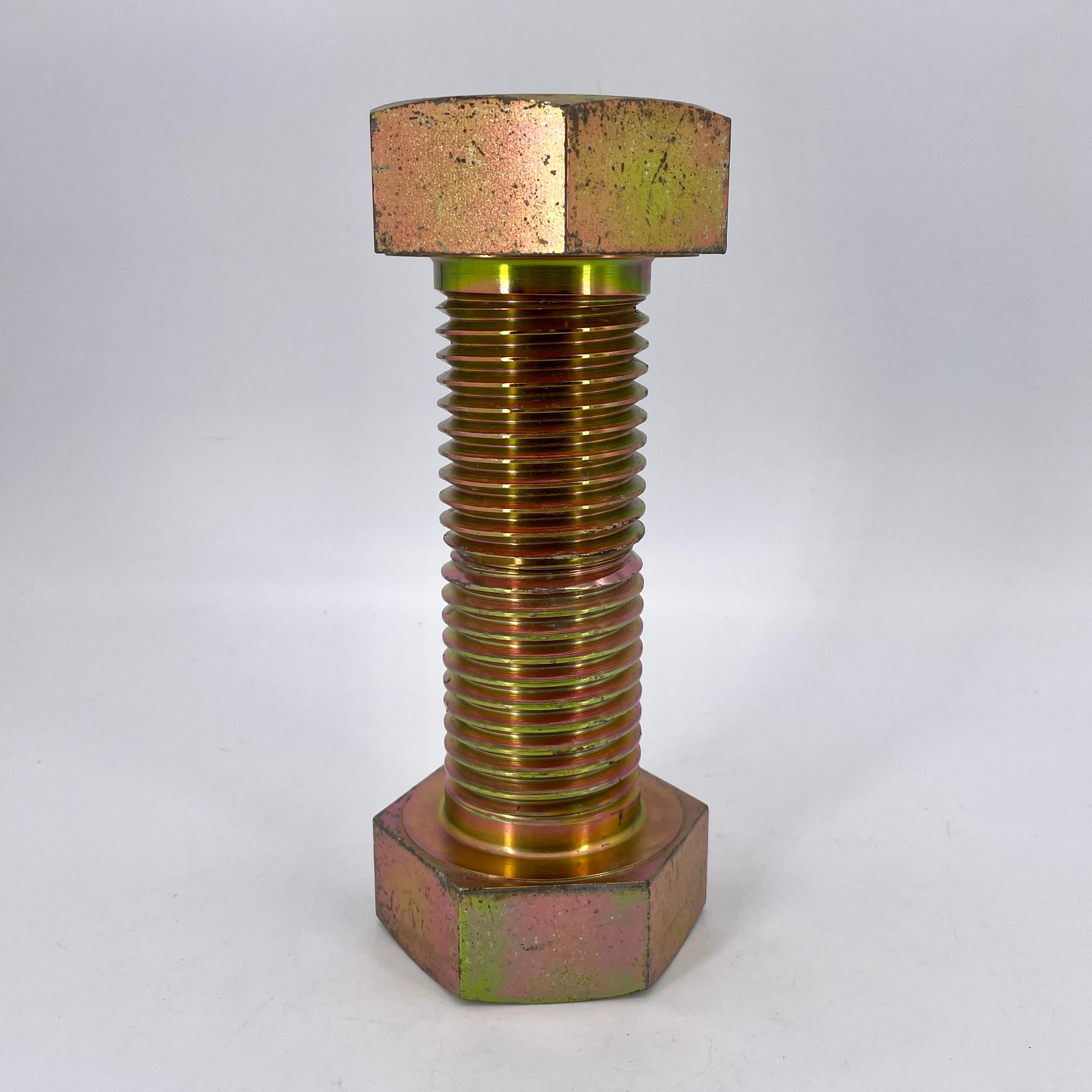 Machine-Made 1980s Plated Brass Bridge Bolts Bookends Paperweights Quirky Vintage Mid-Century For Sale