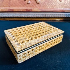 1980s Plexiglass and Vienna Straw Rectangular Box in the manner of Dior Home