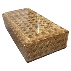 1980s Plexiglass and Vienna Straw Rectangular Italian Box by Eldorado for Dior