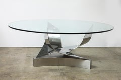1980's Polished Chrome and Stainless steel "Coronet" Dining Table by Ron Seff.