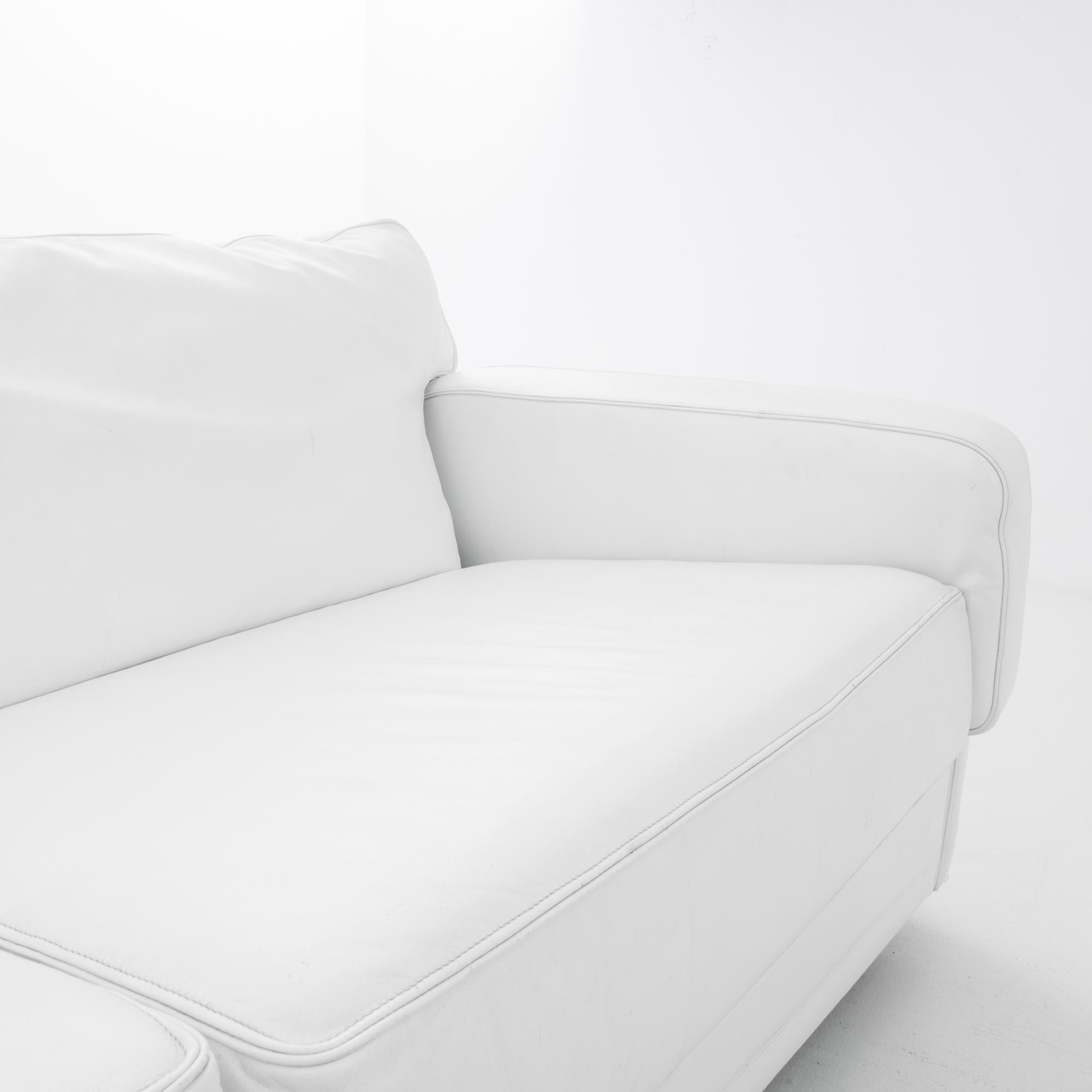 1980s Poltrona Frau White Leather Sofa  For Sale 2