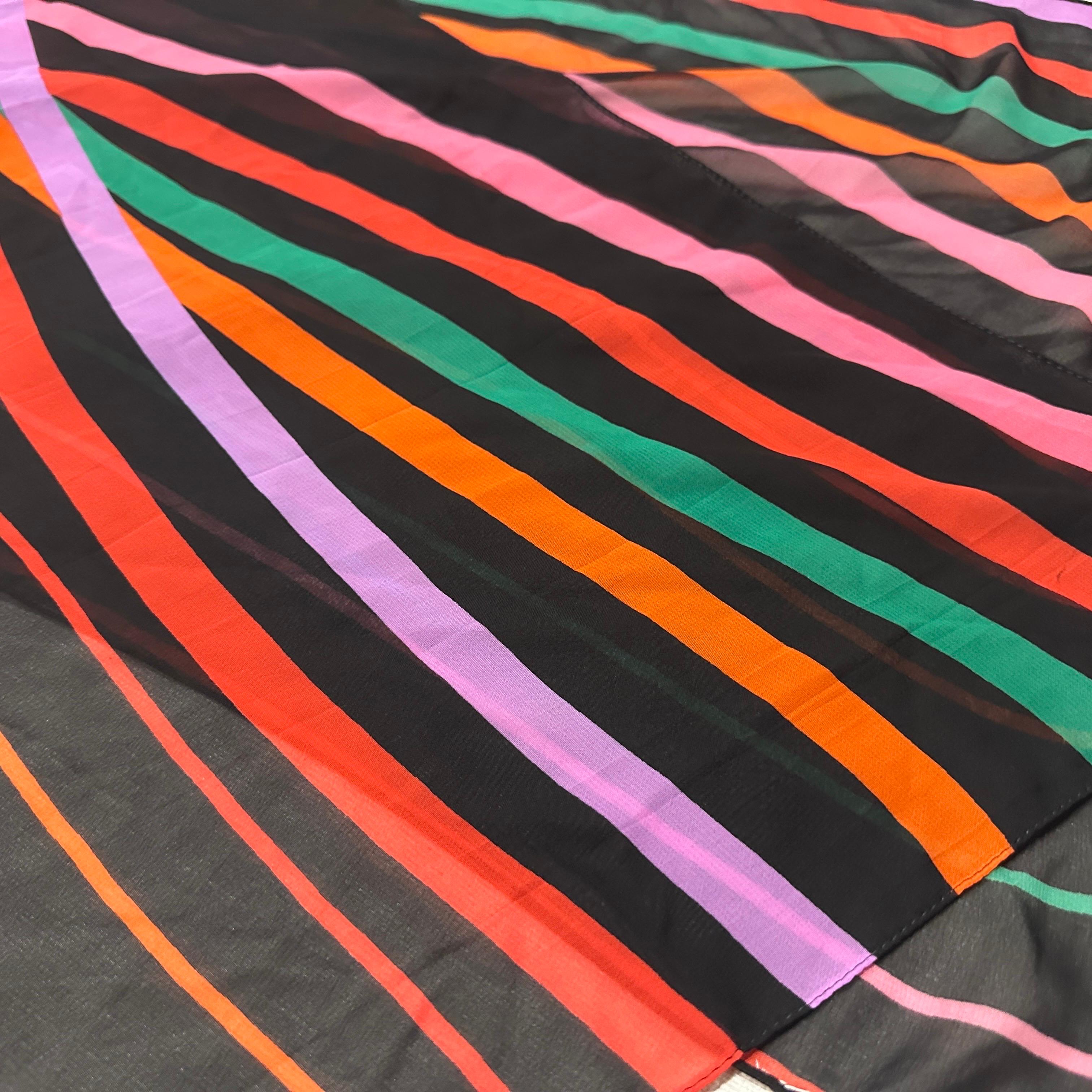 Women's or Men's 1980s Polychrome Italian Long Silk Scarf by Roberto Capucci For Sale