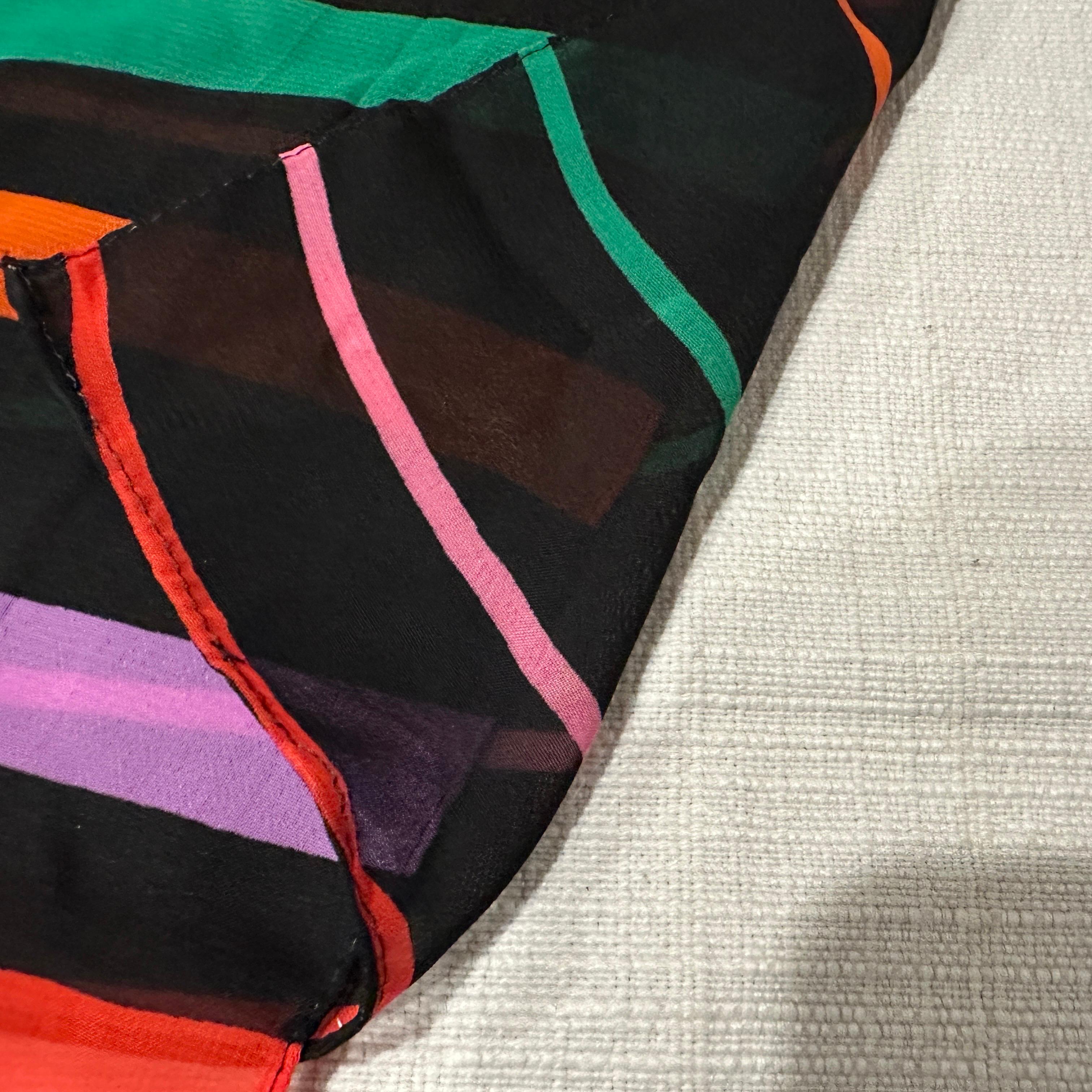 1980s Polychrome Italian Long Silk Scarf by Roberto Capucci For Sale 2