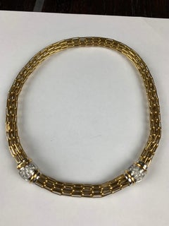 1980er Jahre Pomallato Gelbgold und weiße Diamanten Choker/Armband