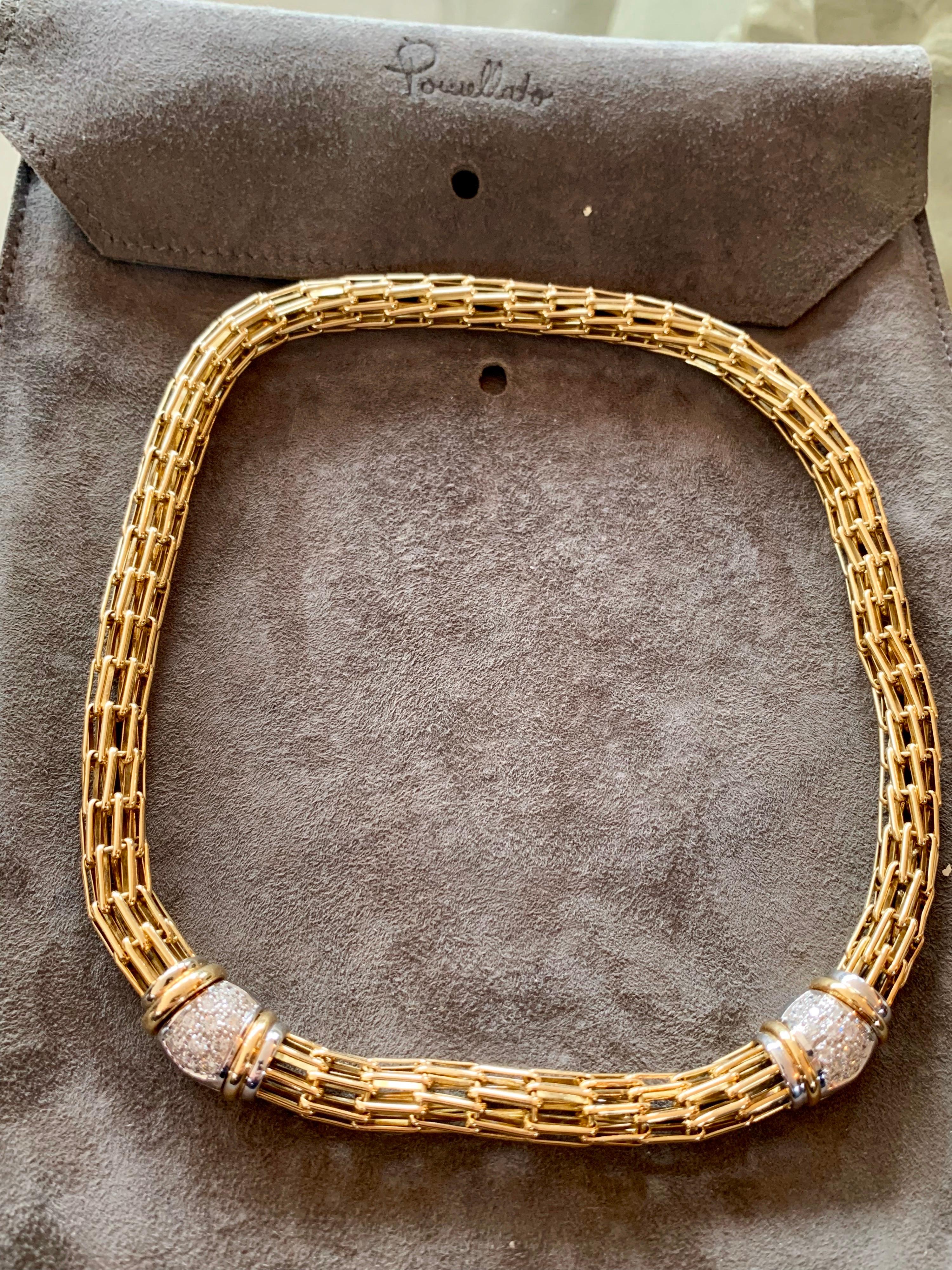 1980s Pomallato Yellow Gold and White Diamonds Set of Necklace and Bracelet For Sale 10