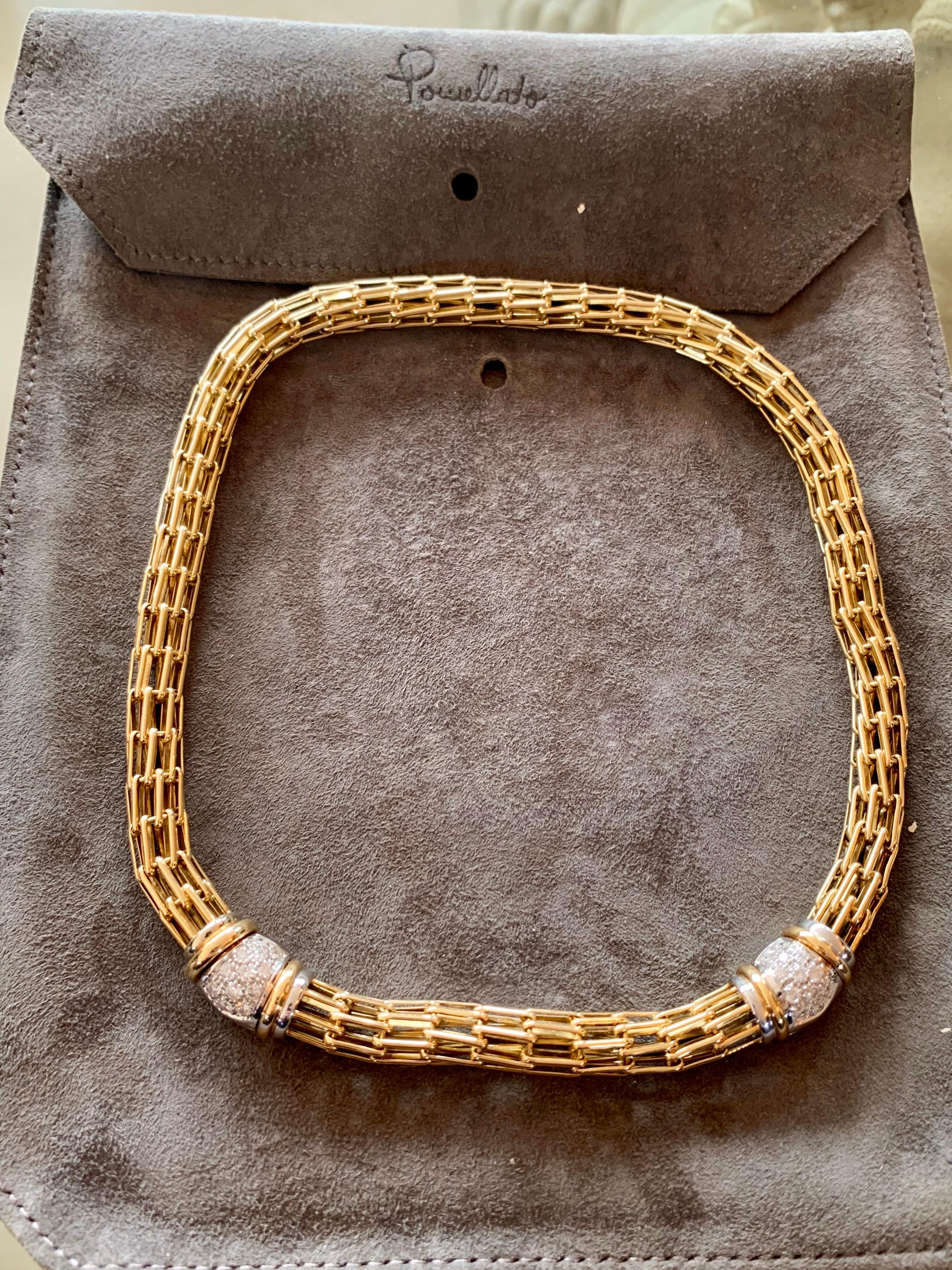 1980s Pomallato Yellow Gold and White Diamonds Set of Necklace and Bracelet For Sale 11