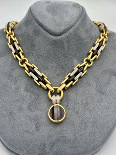 1980s Pomellato gold, diamond and tourmaline necklace with pendant