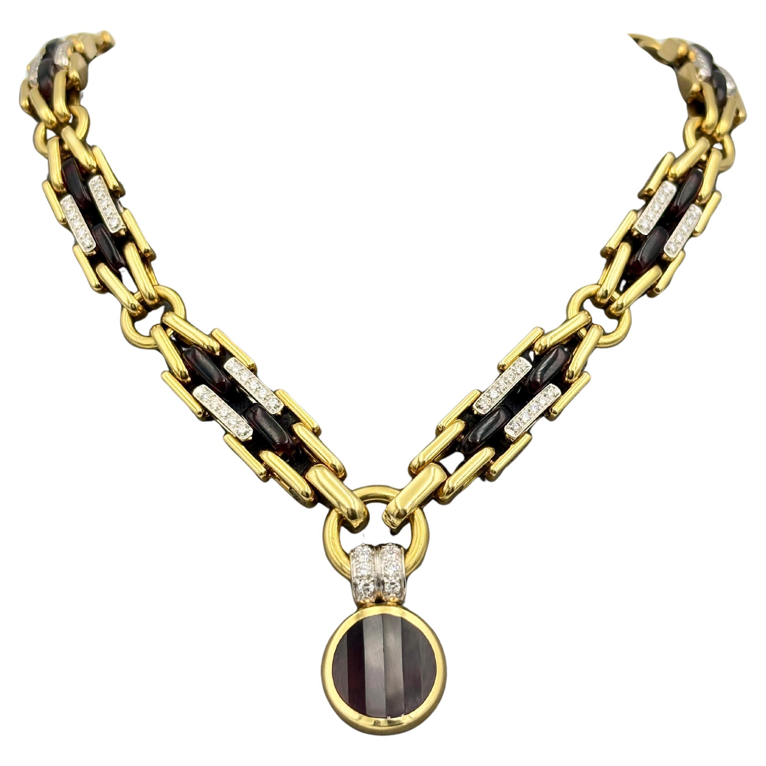 Collier avec pendentif en or, diamants et tourmaline Pomellato des années 1980