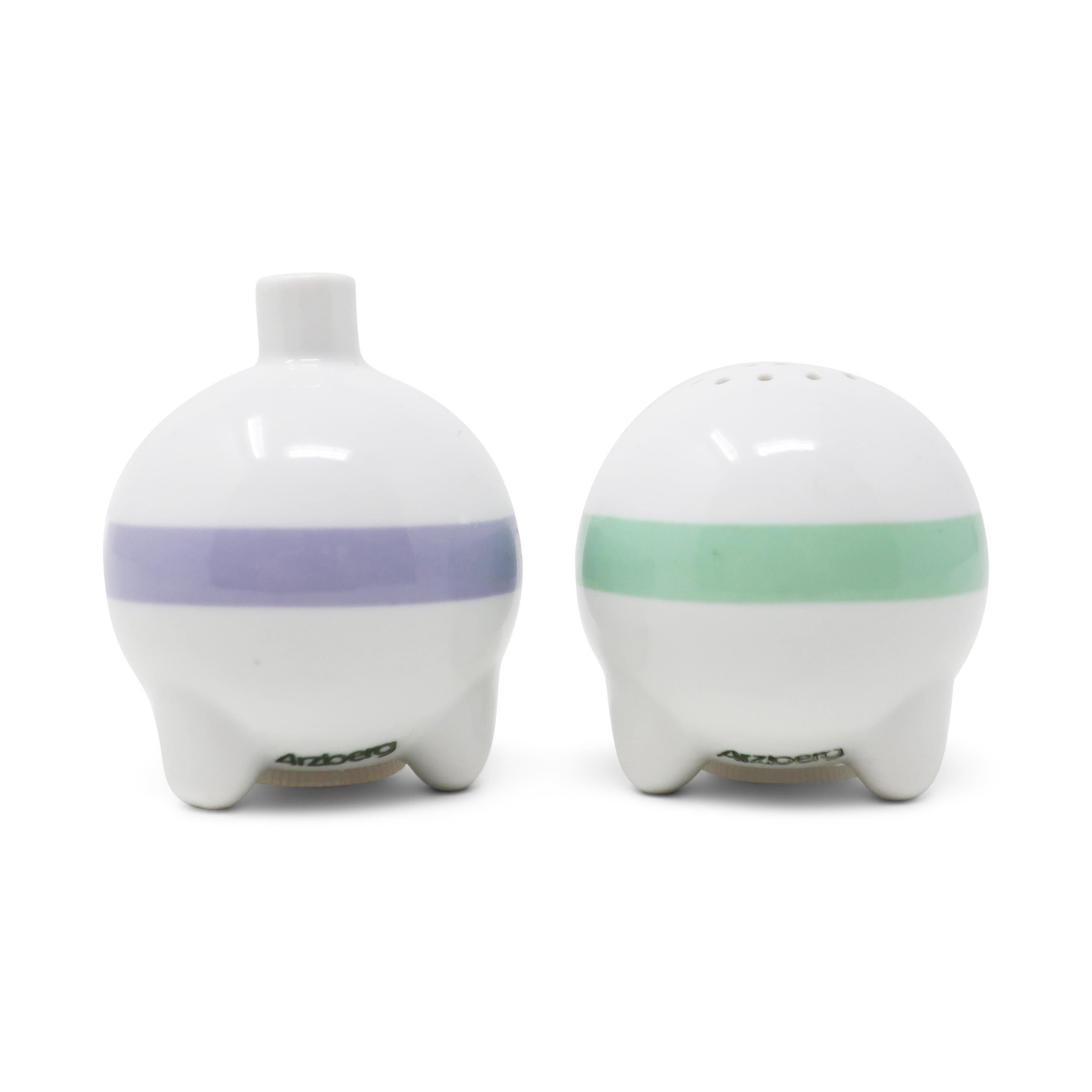 Pair of postmodern salt and pepper shakers from Matteo Thun's 