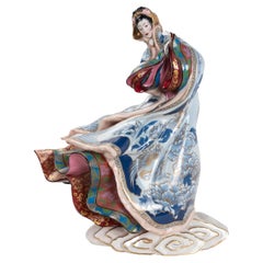 1980s Porcelain Sculpture of a Japanese Woman, Manufactured by the Franklin MInt