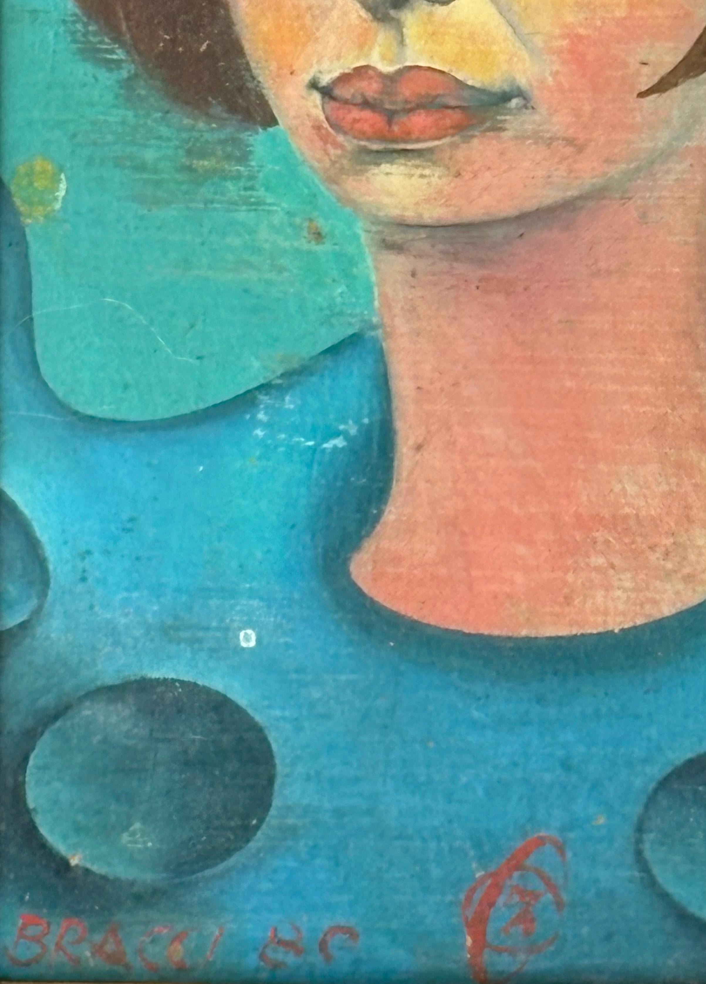 1980er Jahre Porträt einer Dame, Öl auf Karton, europäisch (Gemalt) im Angebot