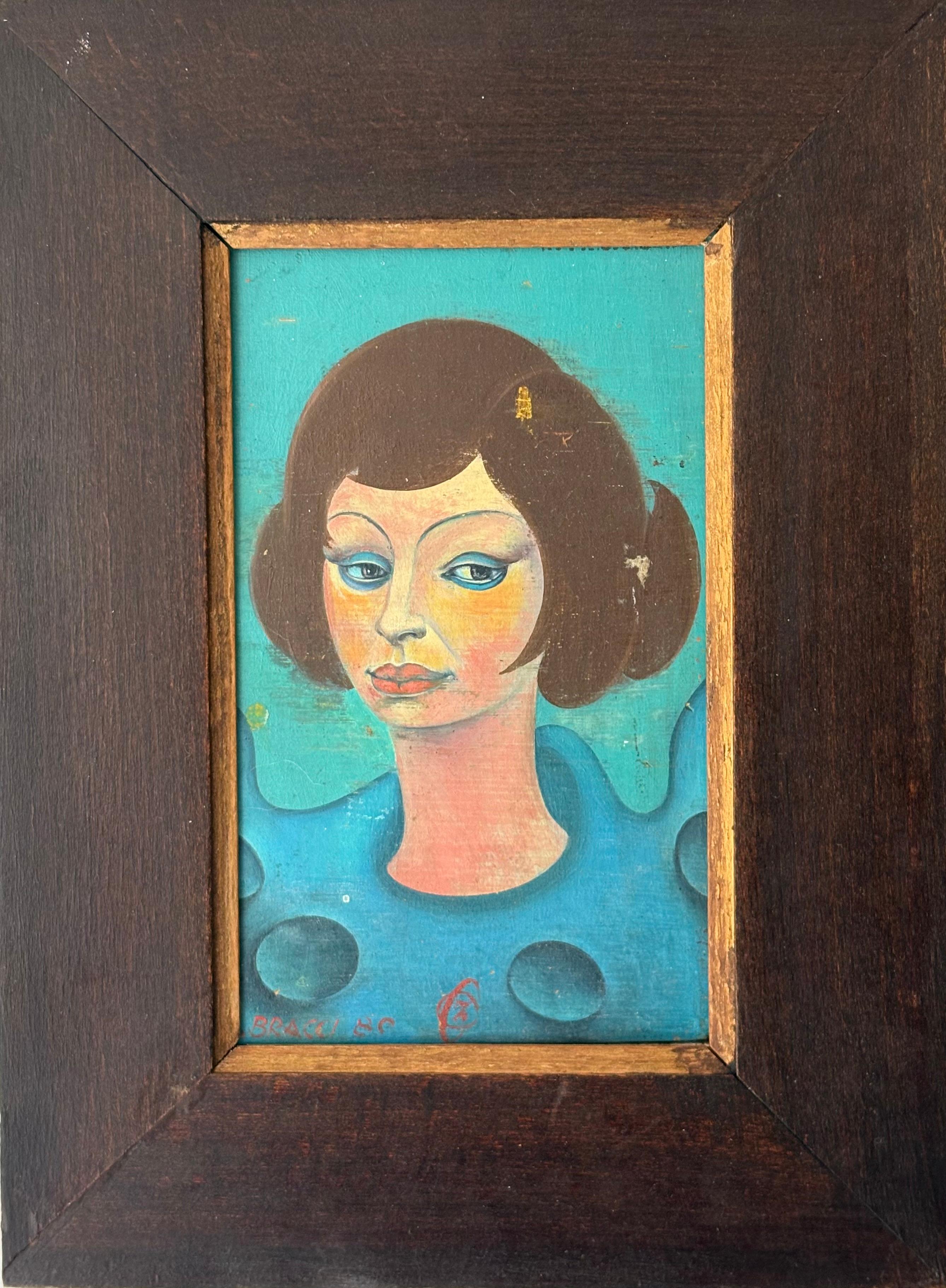 1980er Jahre Porträt einer Dame, Öl auf Karton, europäisch im Zustand „Hervorragend“ im Angebot in Oxford, GB