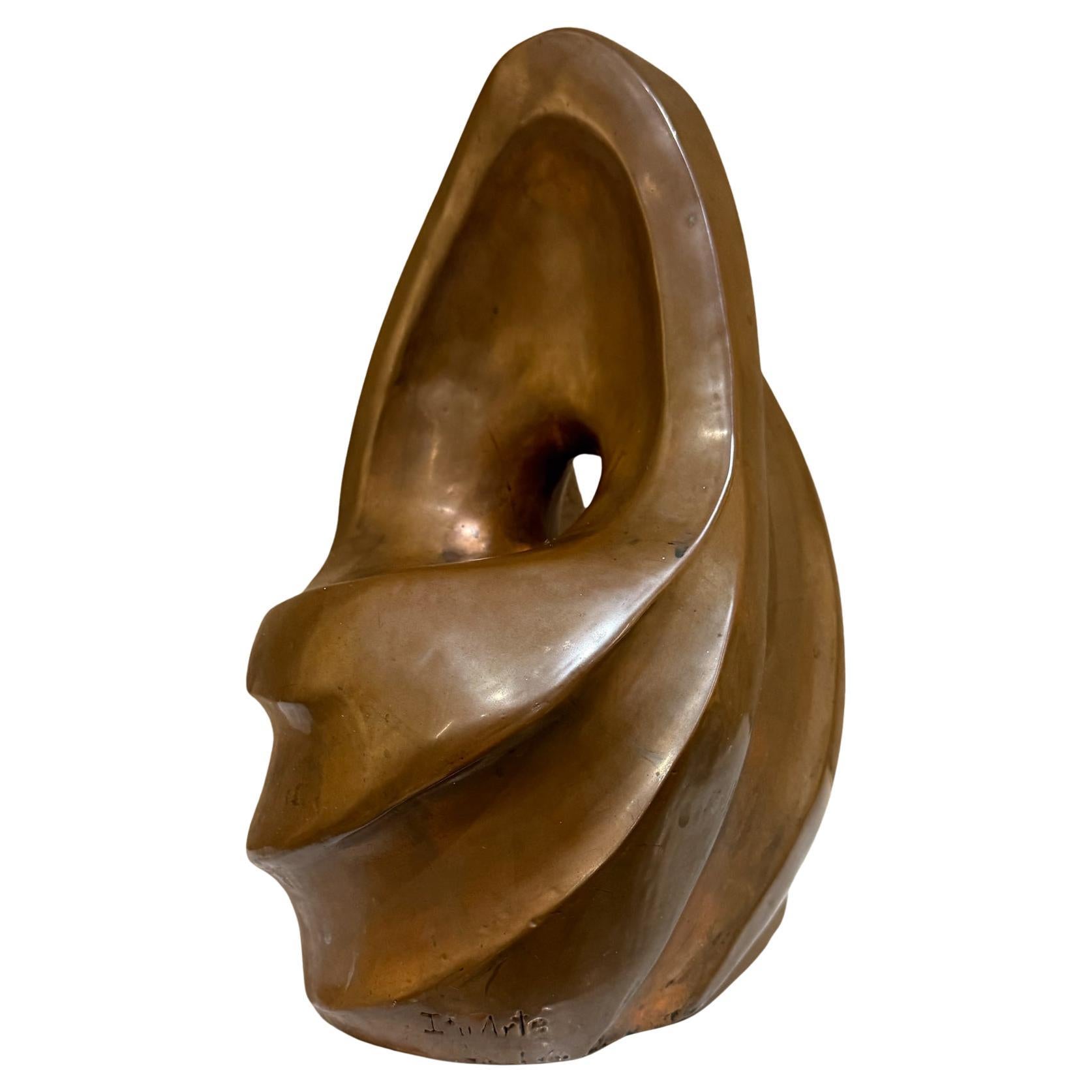 1980s Post Modern Art Copper Table Sculpture signed Organic Mid-Century Modern For Sale