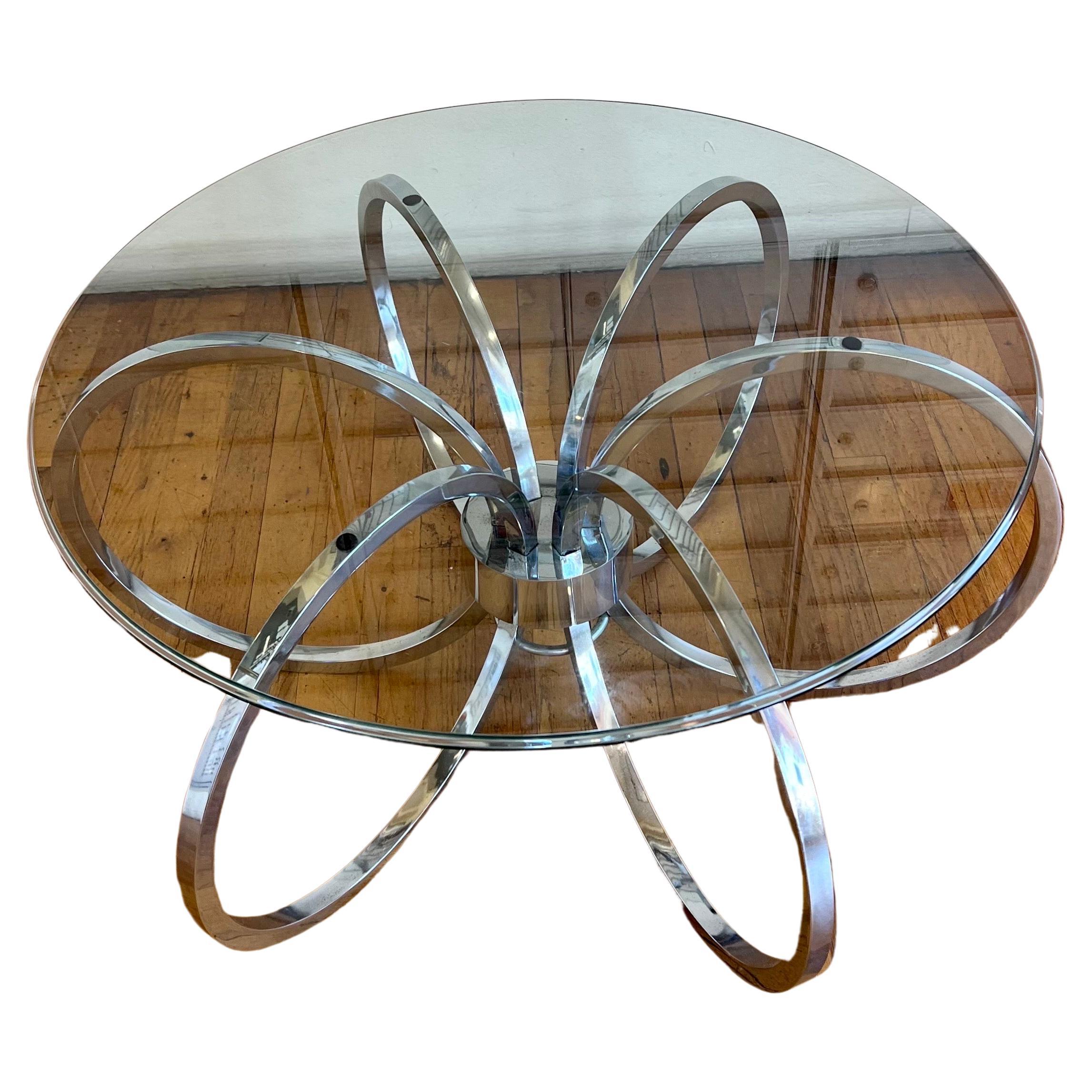 Post-Modern 1980's Post Modern Atomic Chrome Coffee Table Base For Sale