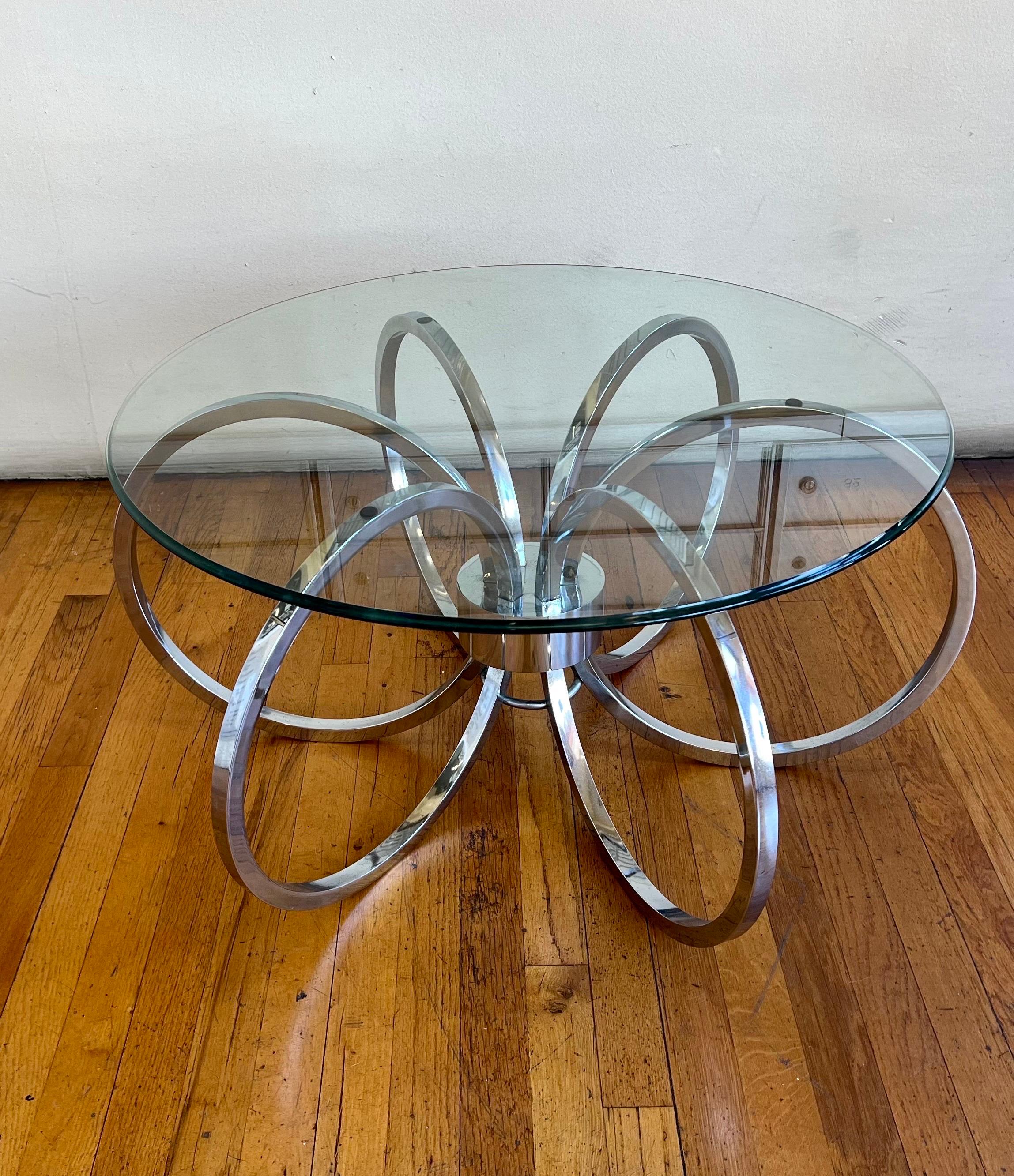 American 1980's Post Modern Atomic Chrome Coffee Table Base For Sale